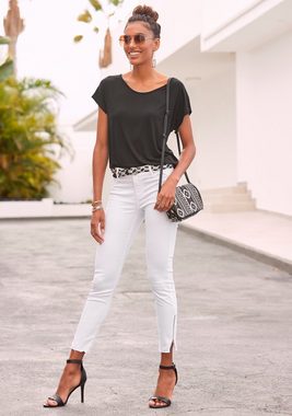 LASCANA Strandshirt mit Spitzeneinsatz, T-Shirt, lockere Passform, casual-chic