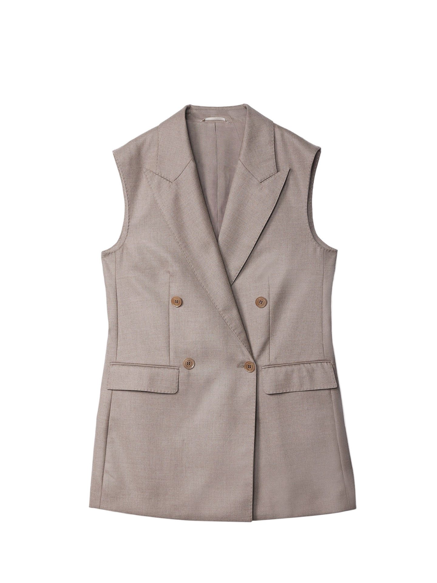 GOBI Cashmere Strickweste Naturfarbe Kaschmir Zweireiher Weste