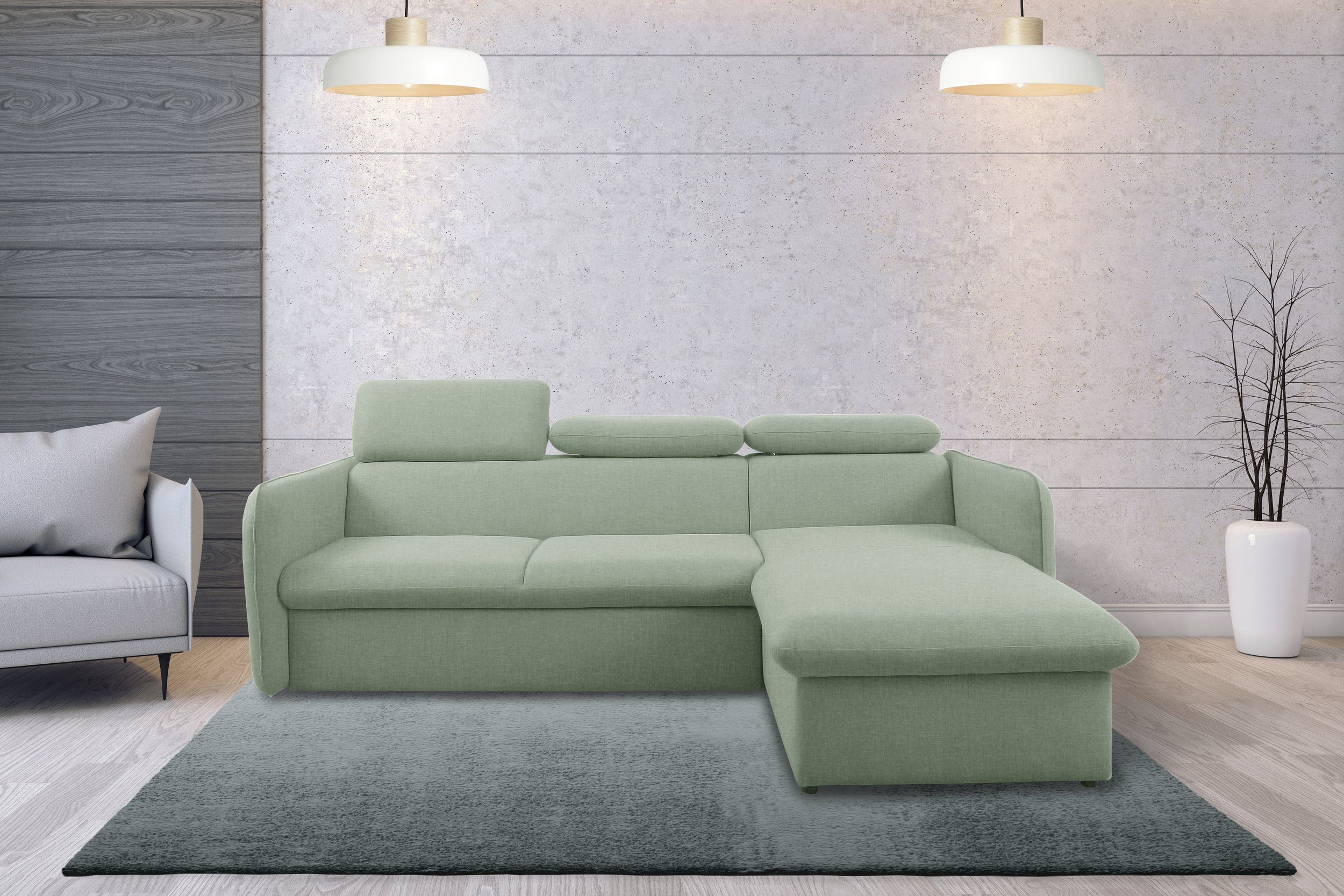 und bestellbar, Ecksofa mit Modern Amerigo, links inklusive Eckcouch, oder mane L-Form, Design rechts Bettfunktion Stylefy Kopfteilverstellung, Bettkasten,