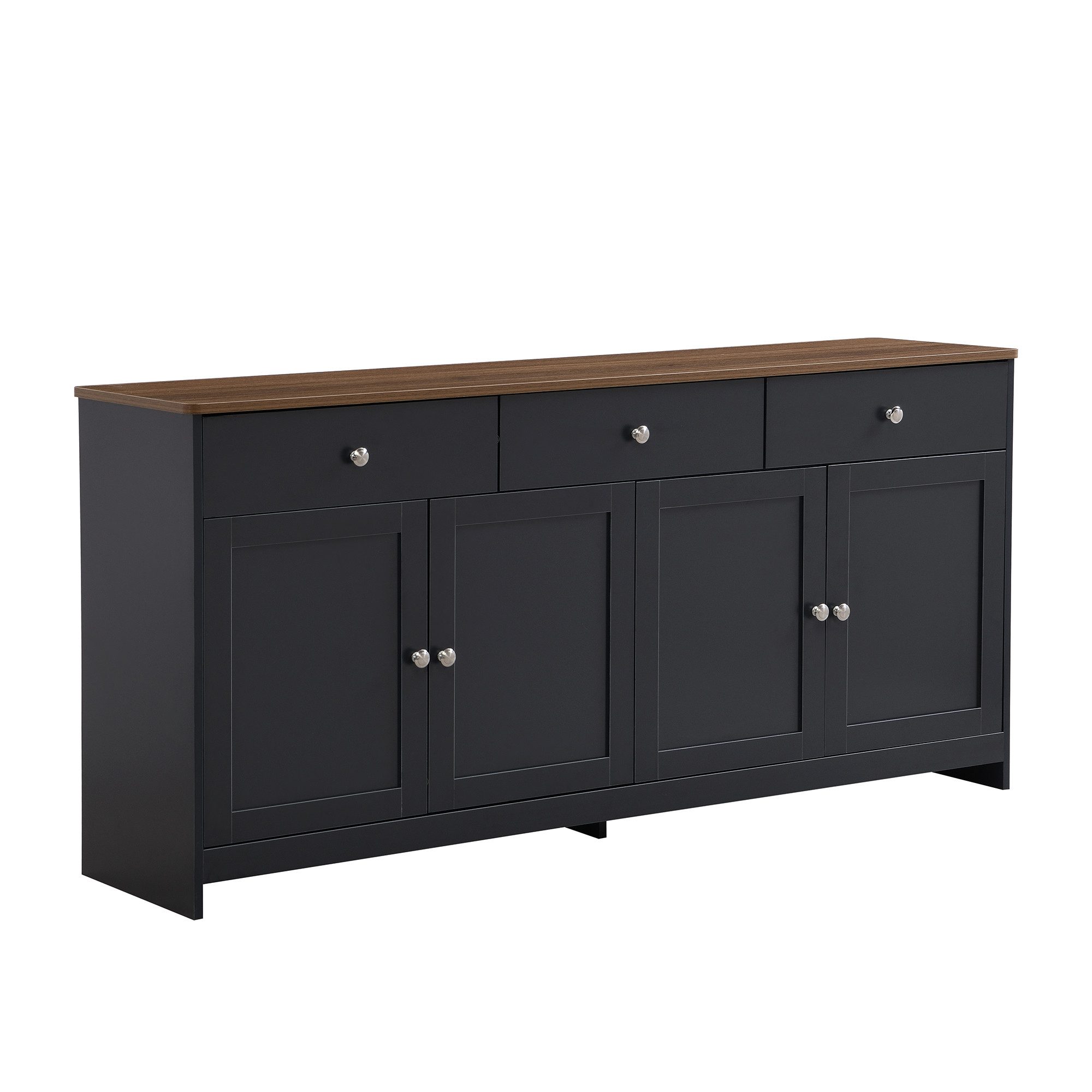Merax Kommode Aufbewahrungsschrank mit drei Schubladen und vier Klappen, Sideboard im Landhausstil,Anrichte,Wohnzimmerschrank,B:160cm