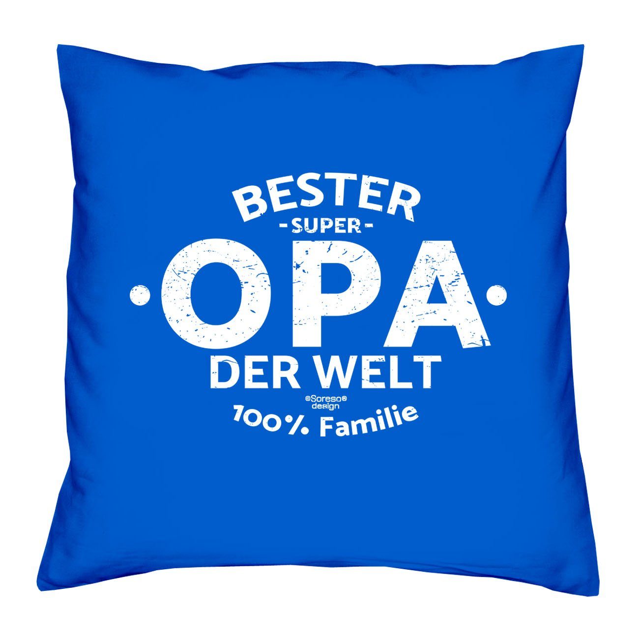 Soreso® Vatertagsgeschenk Muttertagsgeschenk Beste der Oma Kissen-Set Welt Welt der Bester Dekokissen Opa royal-blau mit Geschenke-Set im Urkunden,