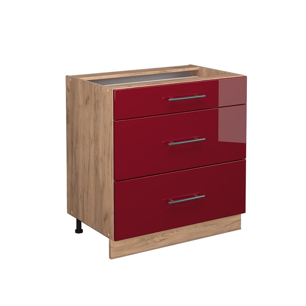 Vicco Unterschrank Fame-Line Bordeaux Hochglanz/Eiche 80cm, günstig online kaufen