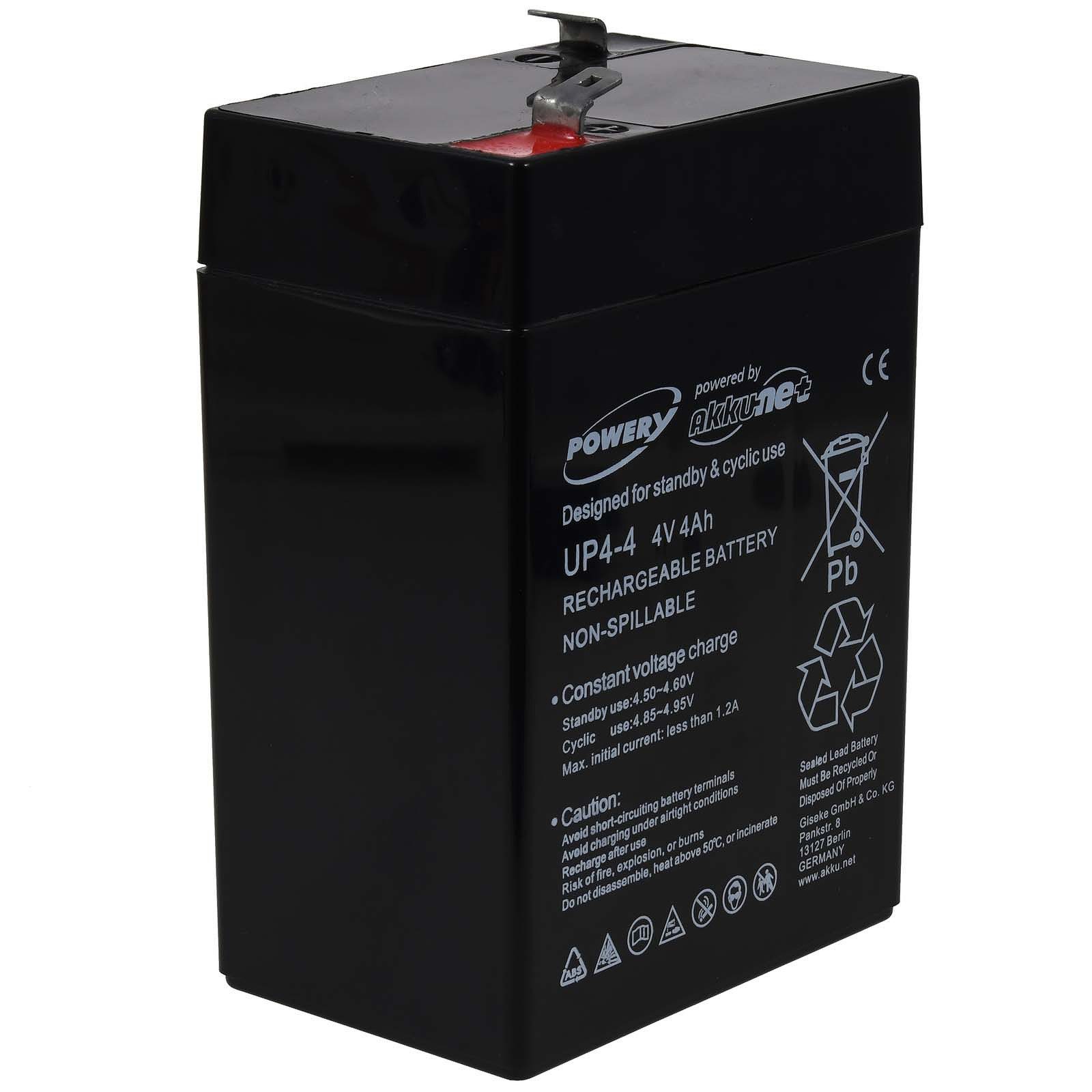 Powery Bleiakku FP440A komatipel mit Akkutyp DHB440 4V 4Ah Bleiakkus 4000 mAh (4 V)