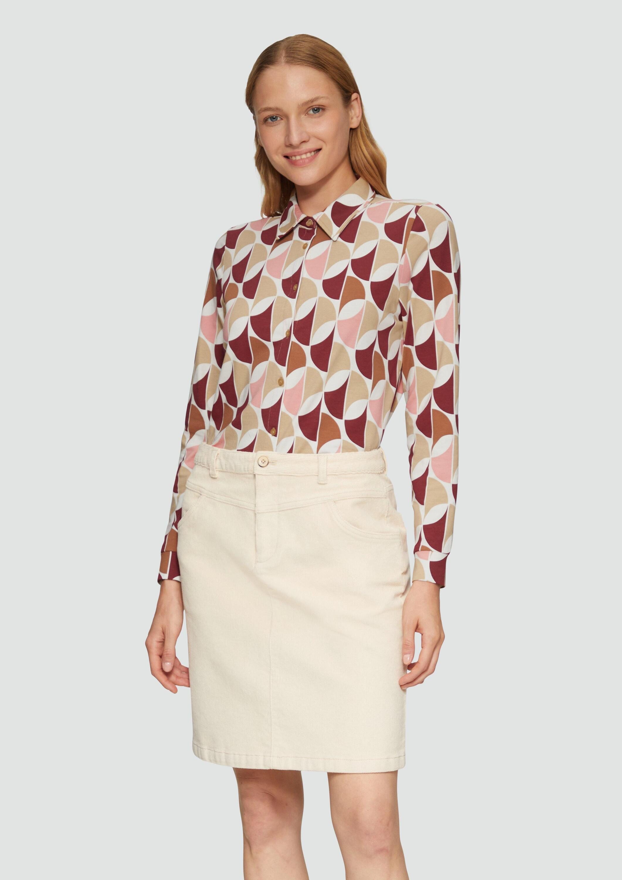 s.Oliver Langarmshirt T-Shirt Jersey-Bluse mit All-over-Print günstig online kaufen