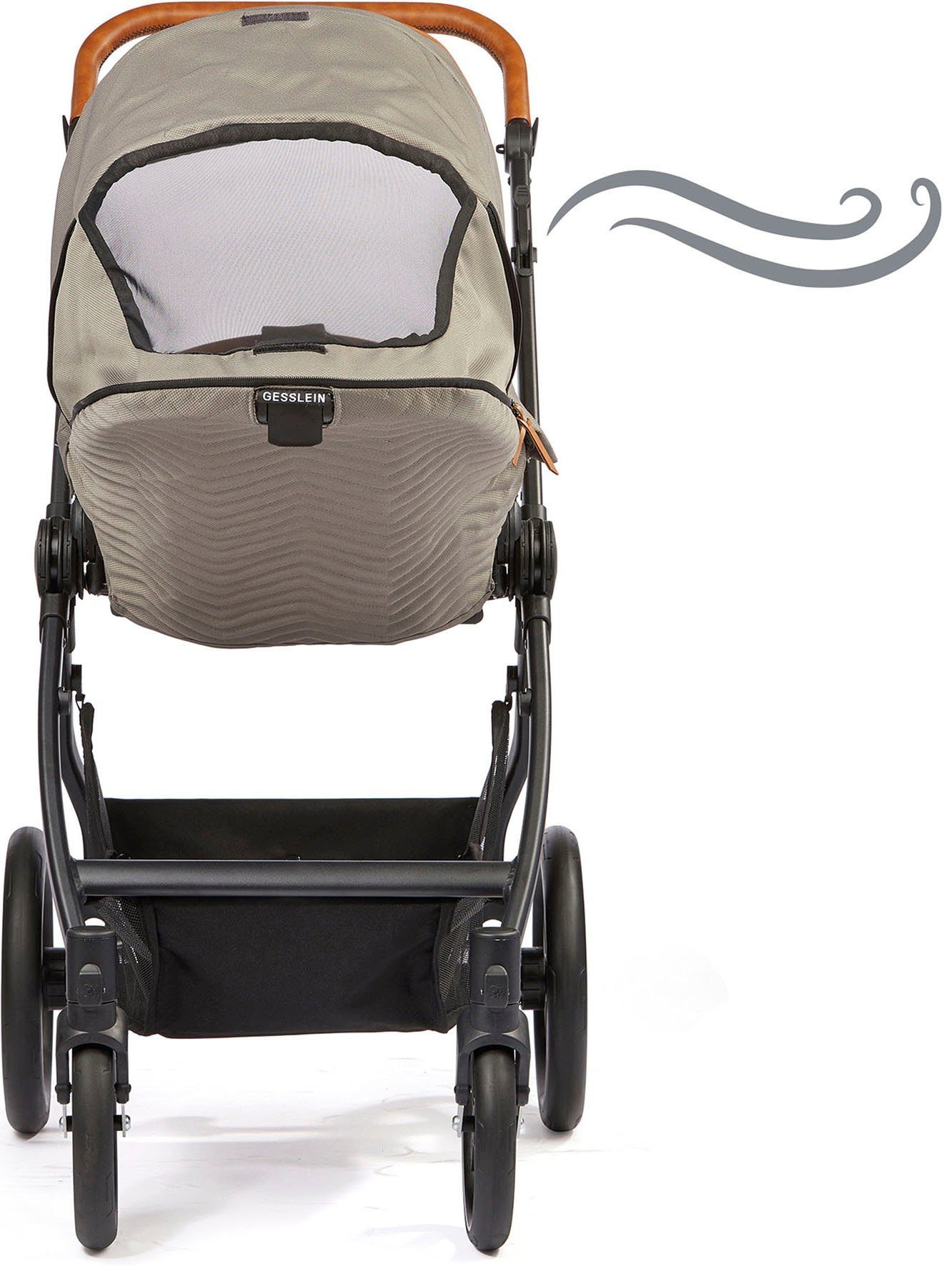 und Style, Babyschalenadapter moos/tabak, Kombi-Kinderwagen mit FX4 mit Soft+ Aufsatz Babywanne Gesslein C3