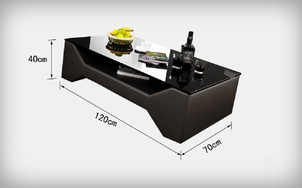 JVmoebel Couchtisch Eleganter Designer Couchtisch aus Leder und Glas, Made in Europa