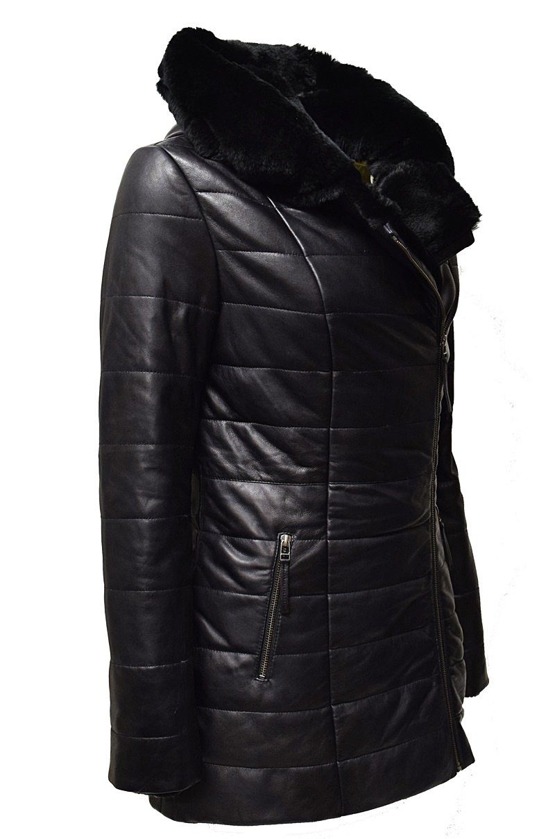 Zimmert Leather Ledermantel Cindy weiches, gestepptes Leder mit Kapuze