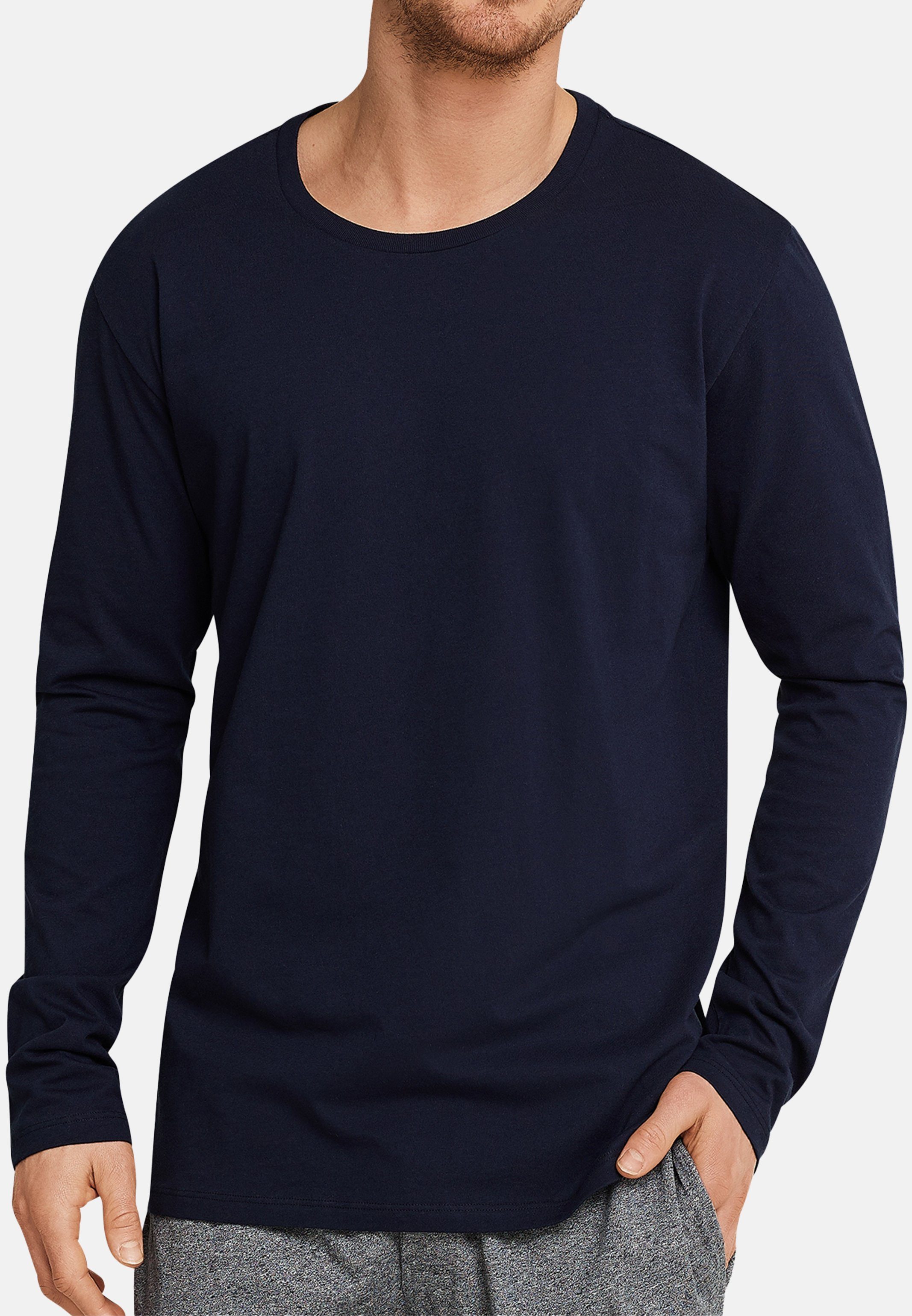 mixen Baumwolle Schlafanzüge Shirt Mix Relax Schlafanzug (1-tlg) - zum Langarm Schiesser Pyjamaoberteil dunkelblau & selber -