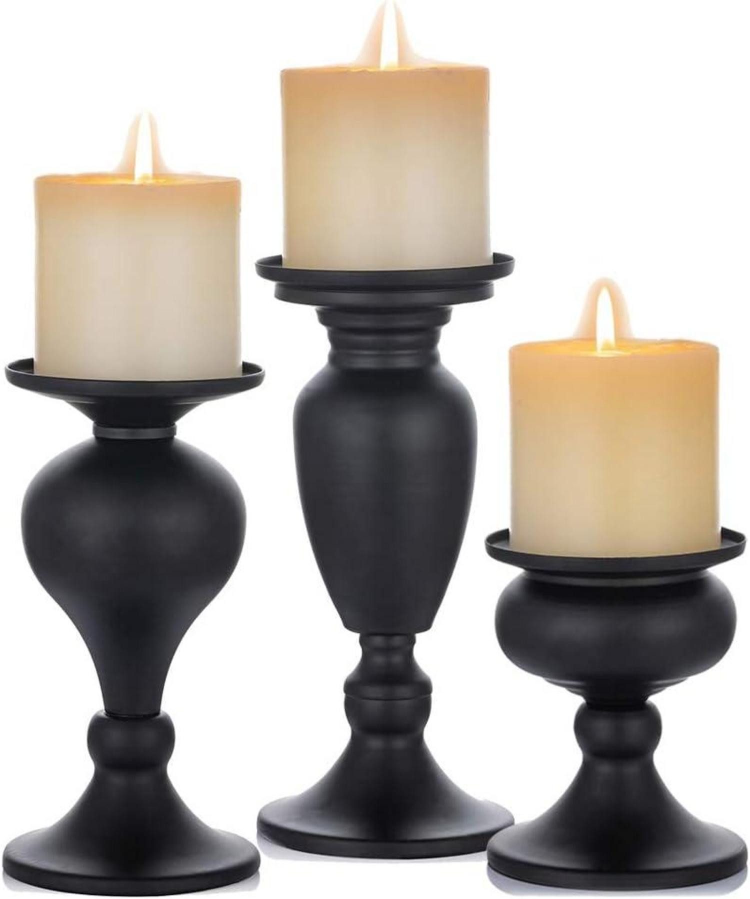 Kerzenleuchter 3er Set Kerzenleuchter Schwarz Metall Vintage Kerzenständer für