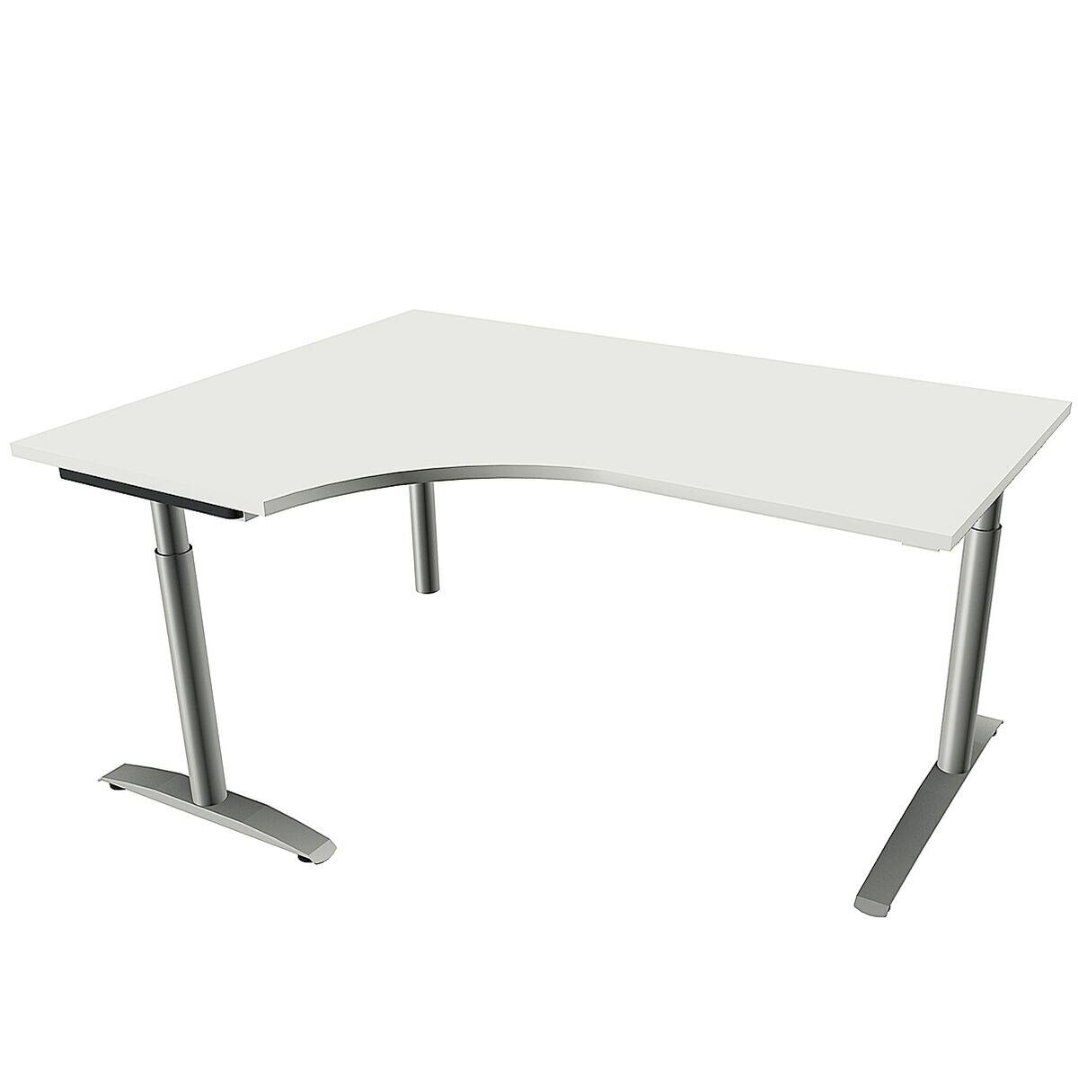FMBUEROMOEBEL Eckschreibtisch Oldenburg, Schreibtisch 90° Winkel links, B 160 cm, Höhe 65-85 cm, C-Fuß Rundrohr