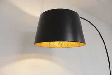 Kiom Stehlampe Bogenleuchte Glarona matt schwarz + blattgold 207 cm, höhenverstellbar, Leuchtmittel nicht inklusive, Leuchtmittel abhängig