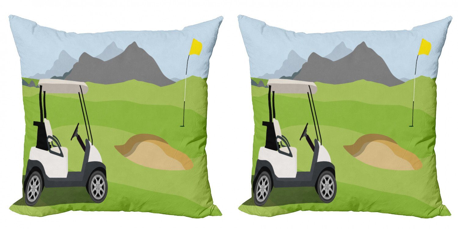 Kissenbezüge Modern Accent Doppelseitiger Digitaldruck, Abakuhaus (2 Stück), Golfplatz-Szene Cartoon Golf Club | Kissenbezüge