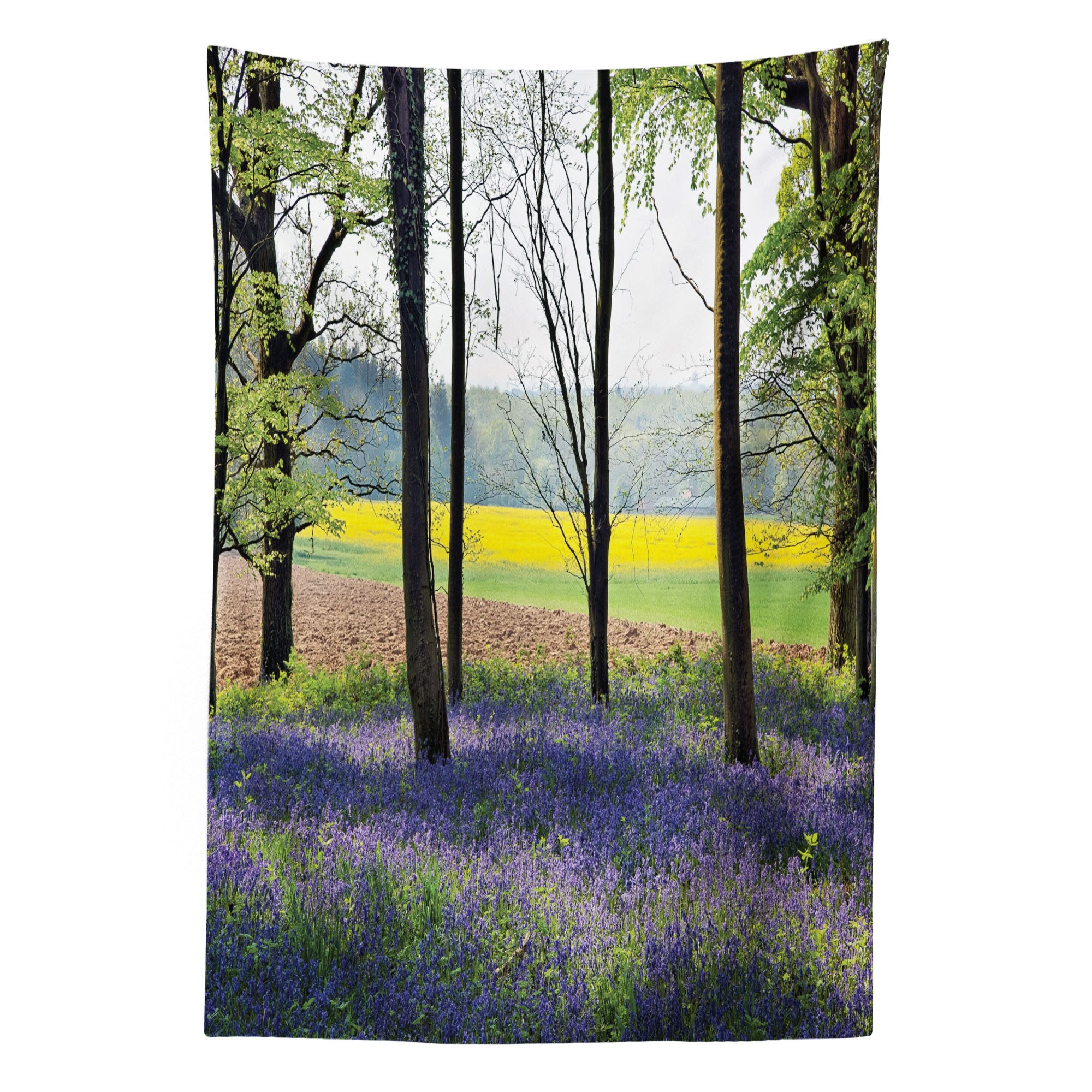 Abakuhaus Wandteppich aus Weiches Mikrofaser Stoff Für das Wohn und Schlafzimmer, rechteckig, Blumen Glockenblumen Wald Rural