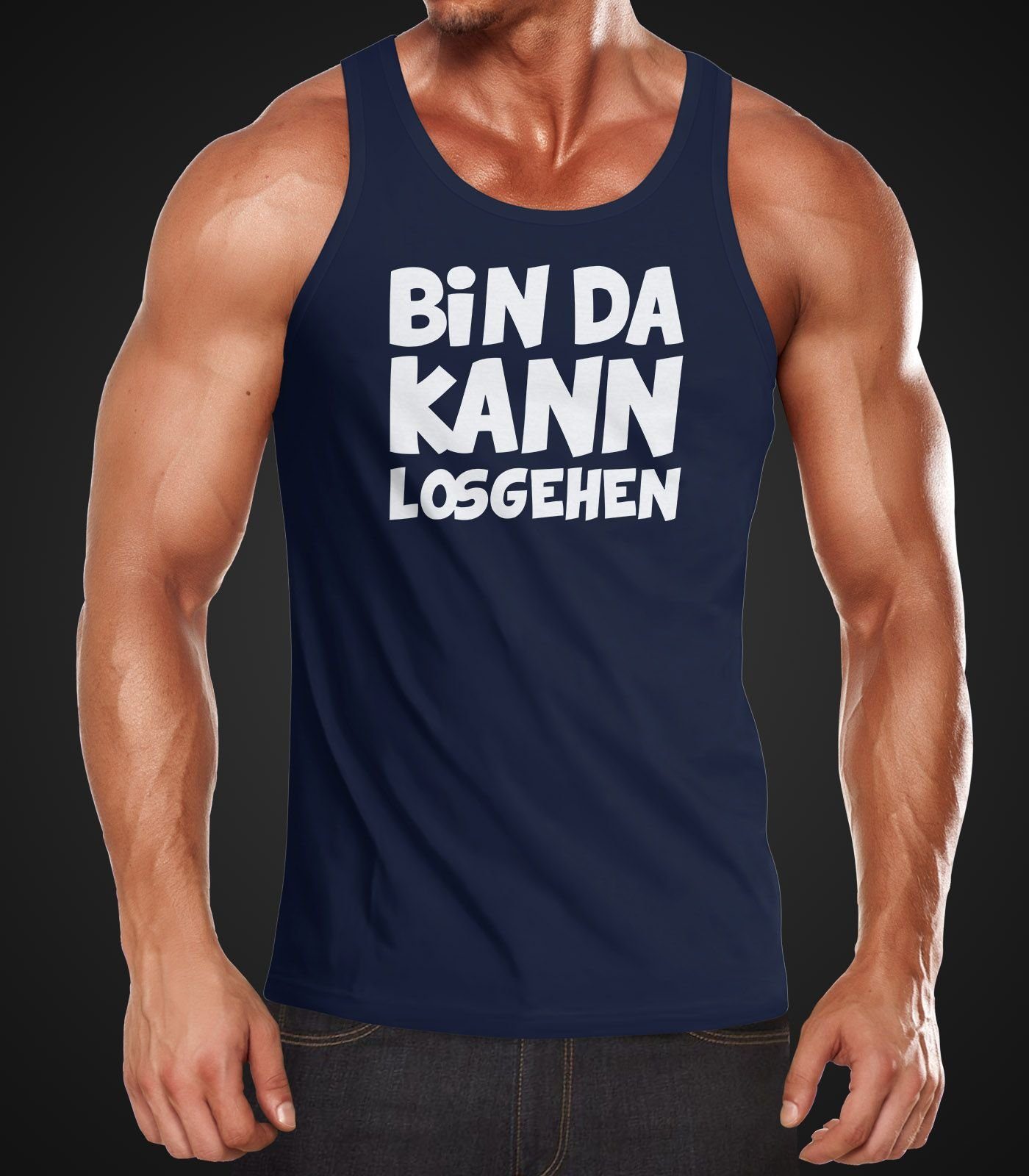 MoonWorks Tanktop Herren Tanktop Spruch Bin da kann losgehen Muskelshirt Moonworks® mit Print