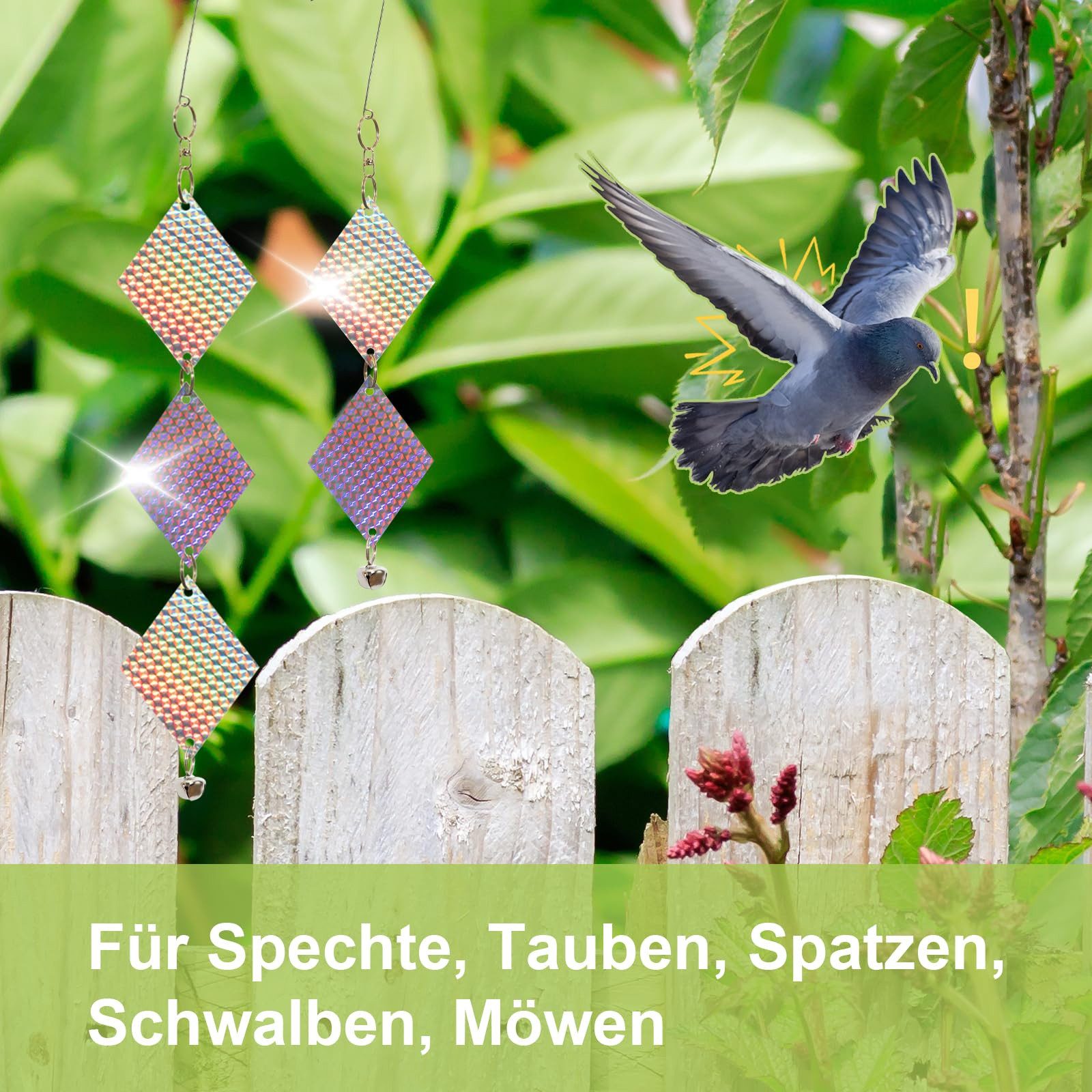 Coonoor Vogelabwehr-Windspiel Holografische, diamantförmige Vogelabwehr zum günstig online kaufen