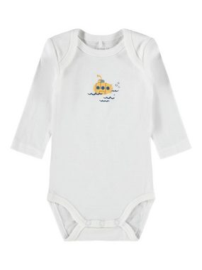 Name It Langarmbody Name It Unisex Baby Bodys im Set aus Bio-Baumwolle (Packung, 1-tlg., 3er-Pack) mit niedlichem Frontprint, mit Druckknöpfen im Schritt, ohne kratzige Halsetiketten