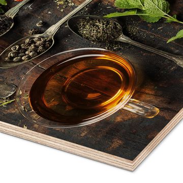 Posterlounge Holzbild Editors Choice, Tee mit Honig, wilden Beeren und Blumen, Arztpraxis Fotografie