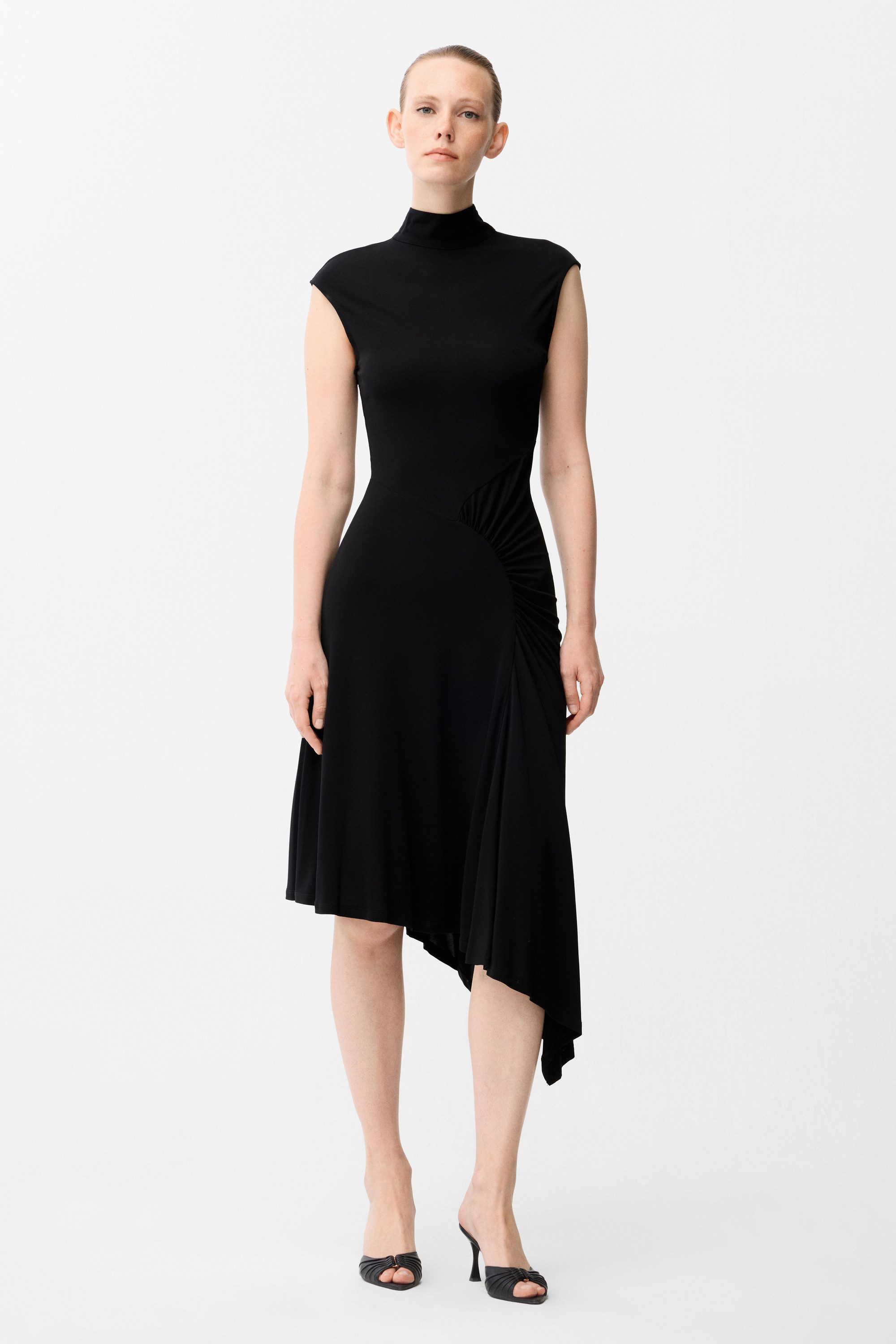 adL Cocktailkleid Ärmelloses asymmetrisches Midikleid mit Drapierung