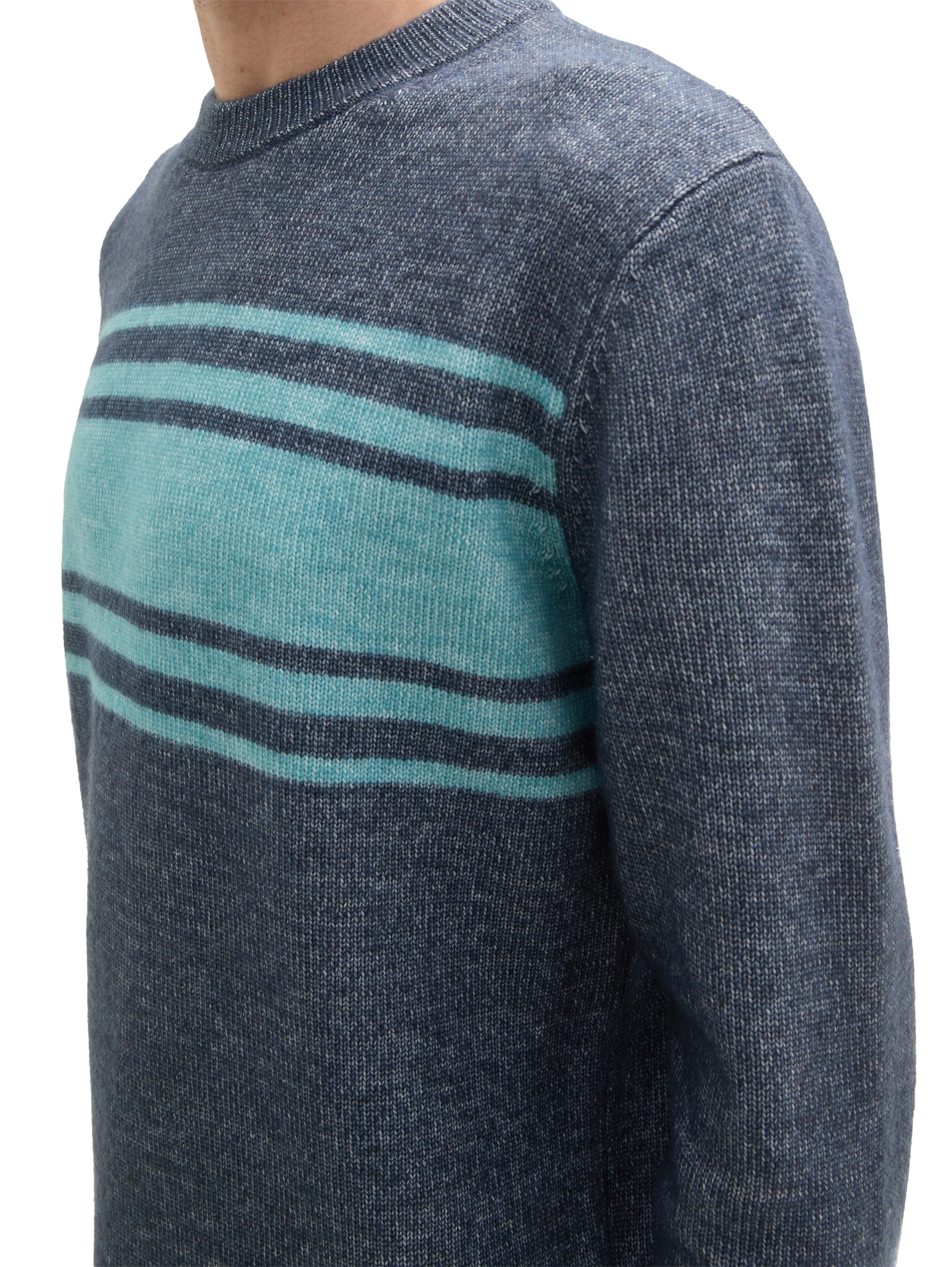 TOM TAILOR Rundhalspullover in Strick-Optik und Streifen-Design