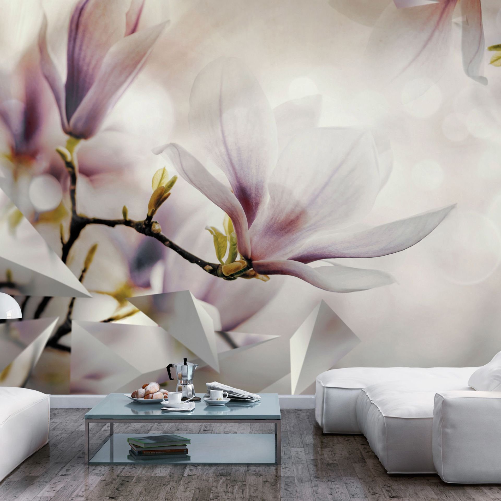 KUNSTLOFT Vliestapete Subtle Magnolias - First Variant 1x0.7 m, halb-matt, lichtbeständige Design Tapete