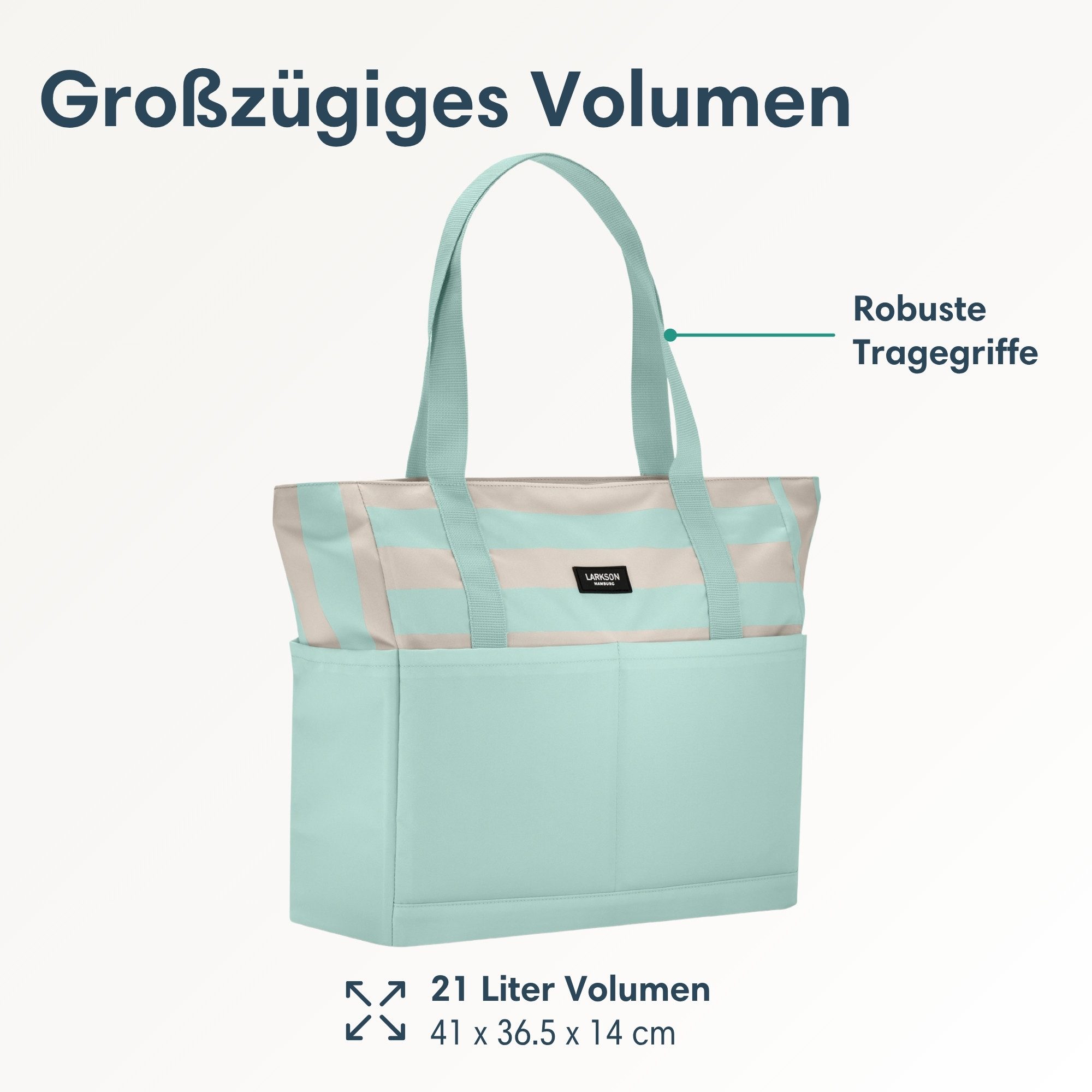 LARKSON Strandtasche Linn Strandtasche mit Reißverschluss (1-tlg), Große Beach Bag für Strand und Urlaub, Wasserabweisend