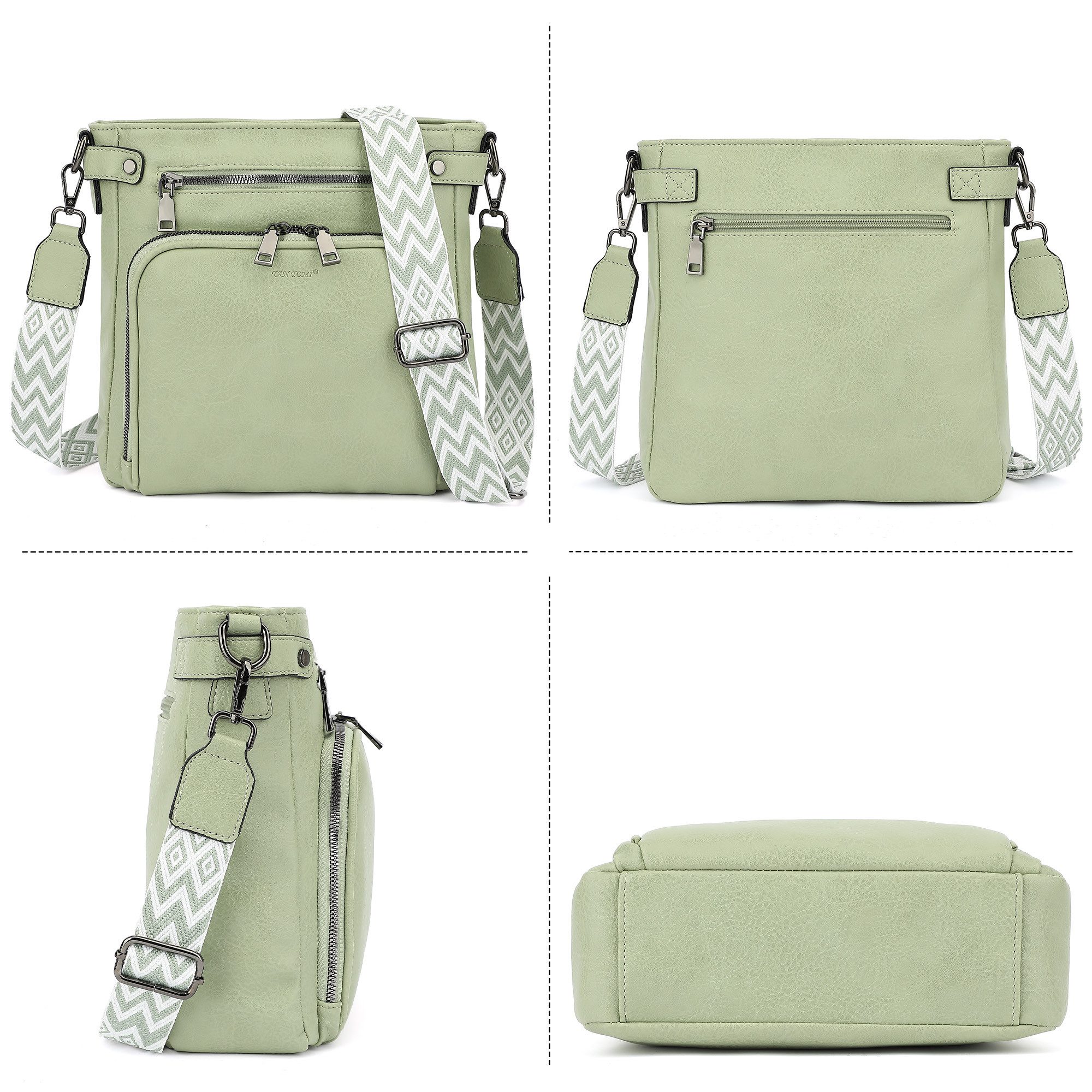 TAN.TOMI Schultertasche Handtasche damen mittelgroß Umhängetaschen crossbody bag, Retro leder PU damentaschen mit breitem gurt handtaschen