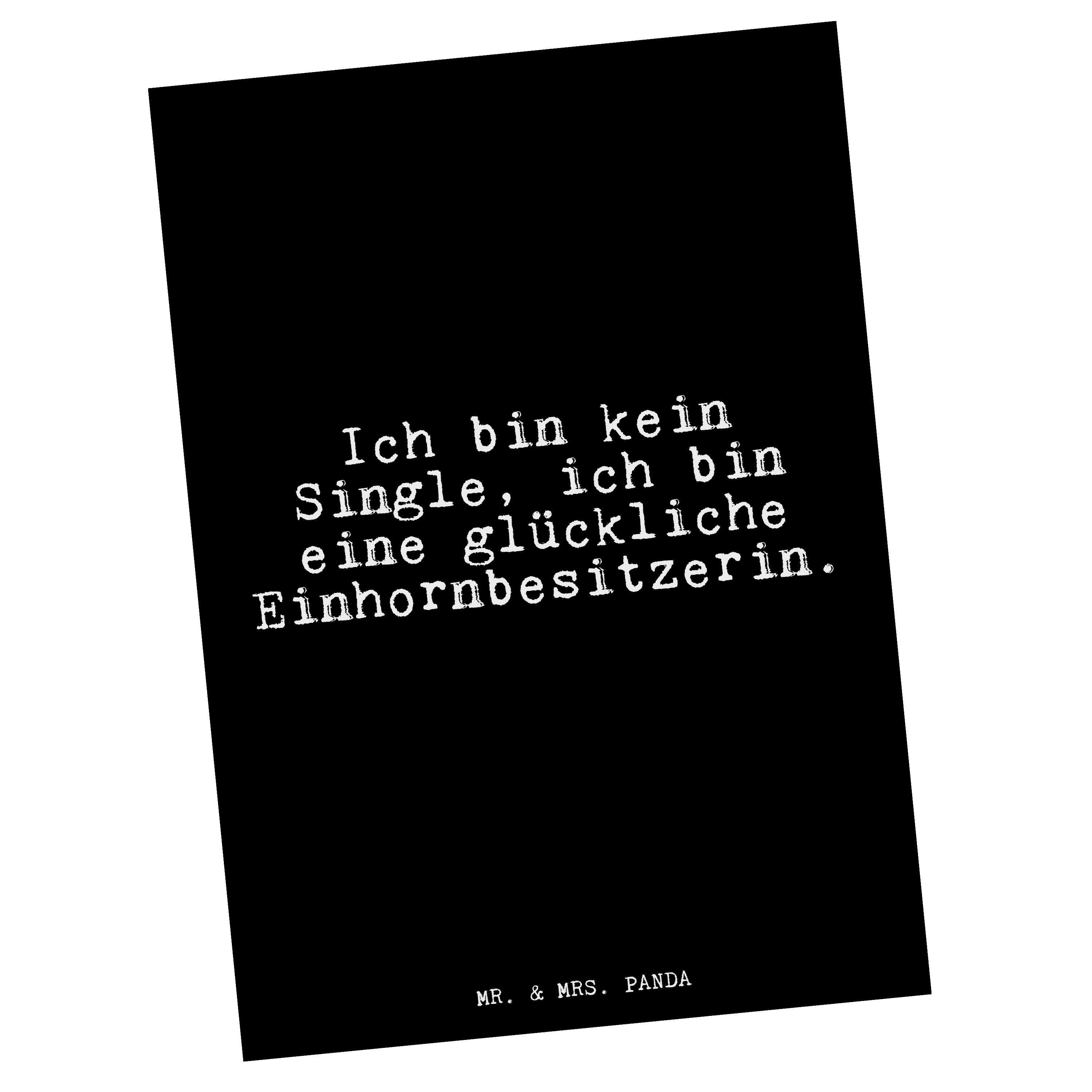 Postkarte - kein Ich & Rea Panda Mr. Geschenk, - Single,... Einladung, Schwarz bin Unicorn, Mrs.