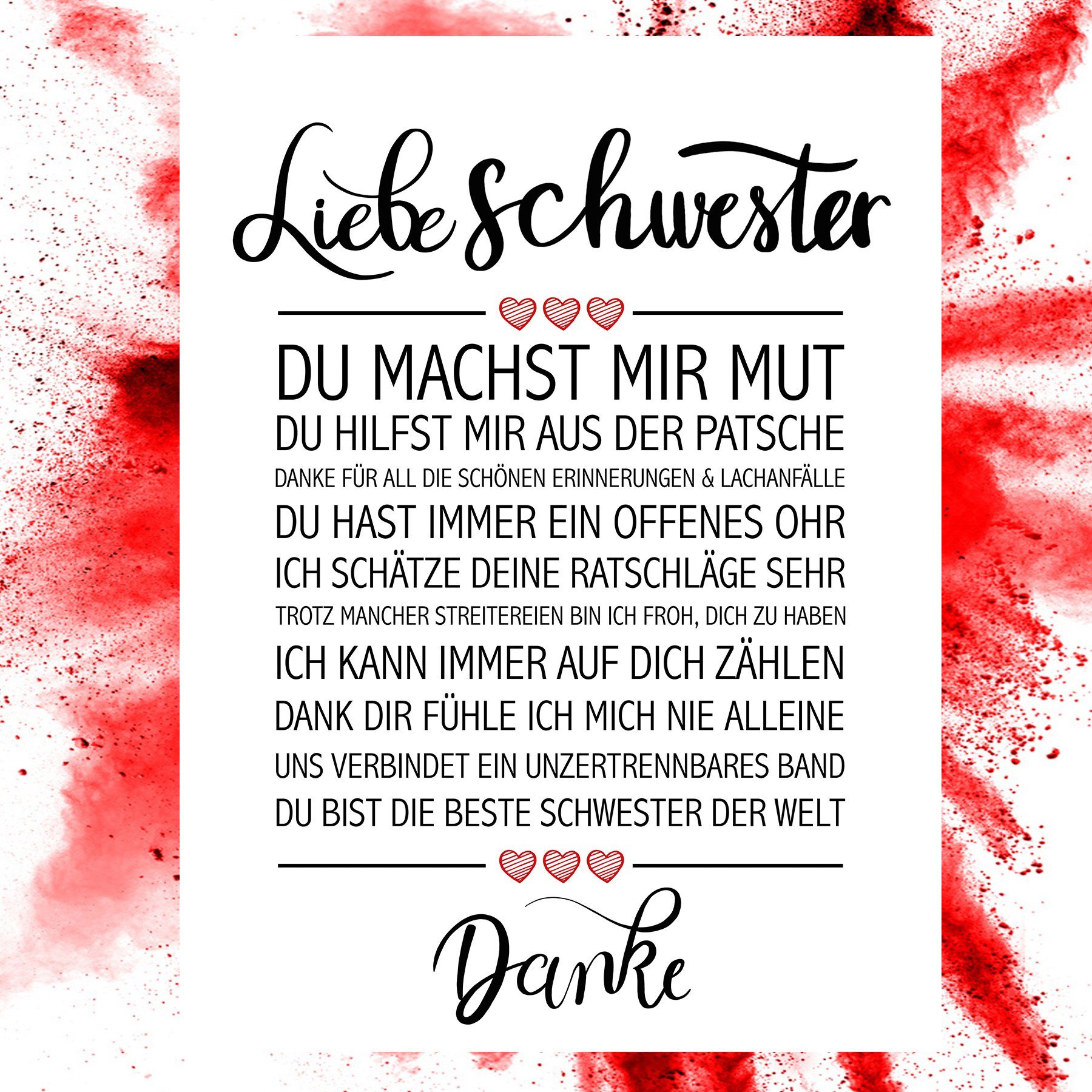 Close Up Poster Liebe Schwester Kunstdruck 30 x 40 cm