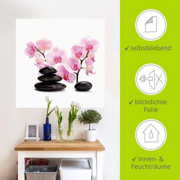 Artland Wandbild Schwarze Steine und pink Orchidee, Zen (1 St), als Leinwandbild, Poster, Wandaufkleber in verschied. Größen