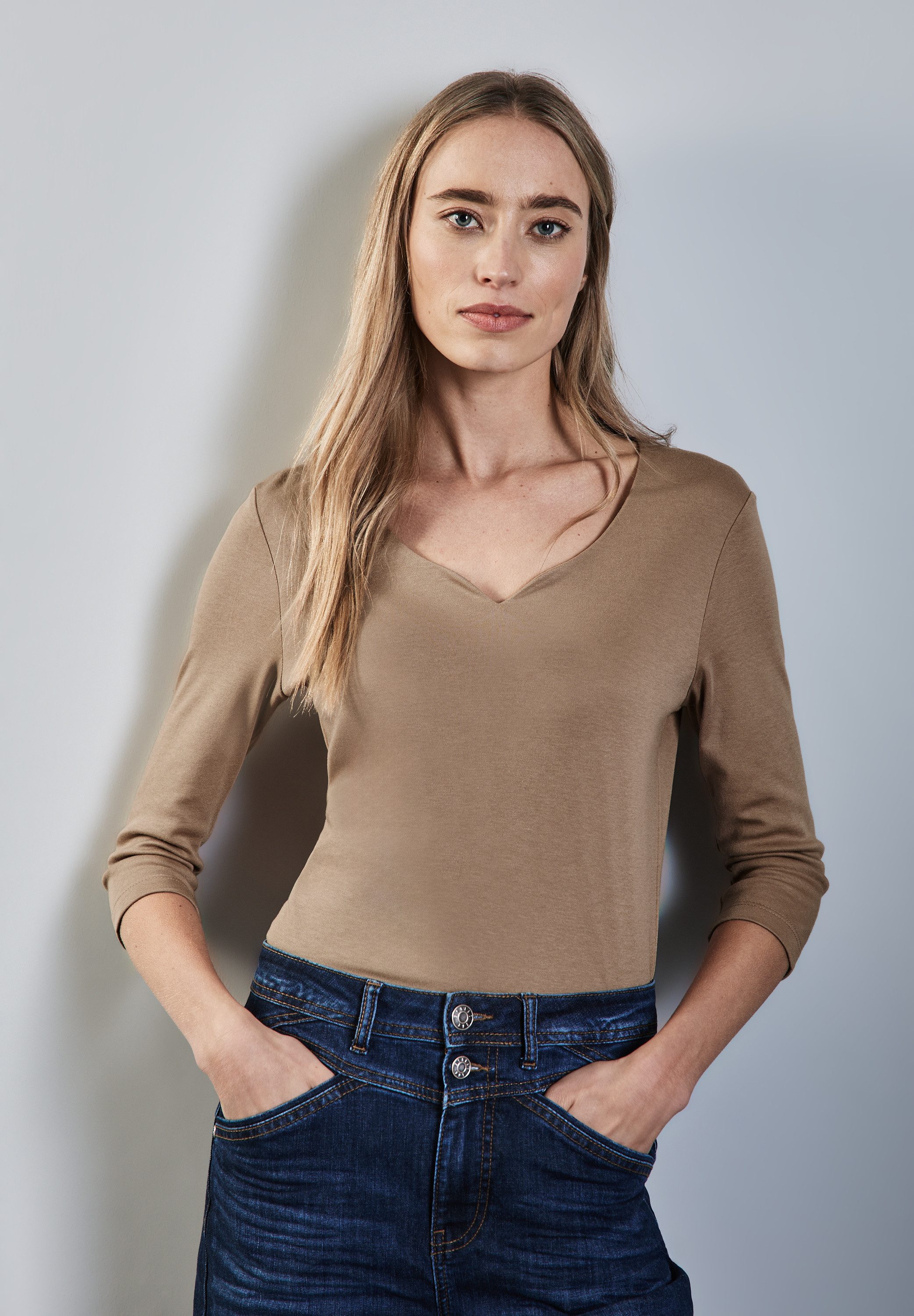 STREET ONE Langarmshirt mit Herzausschnitt günstig online kaufen
