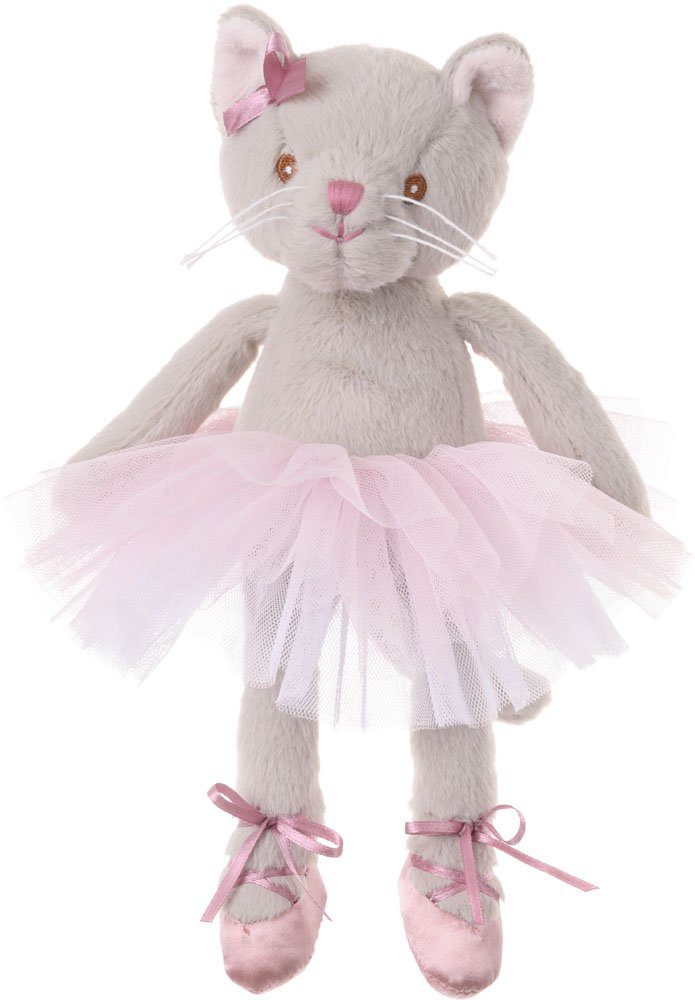 Bukowski Kuscheltier Katze Sweet Albertina mit Tütü 25 cm grau/rosa Plüschkatze Stofftier (Stoffkatze Plüschkatze Stofftiere Katzen Plüschtiere, Babyspielzeug Kätzchen)