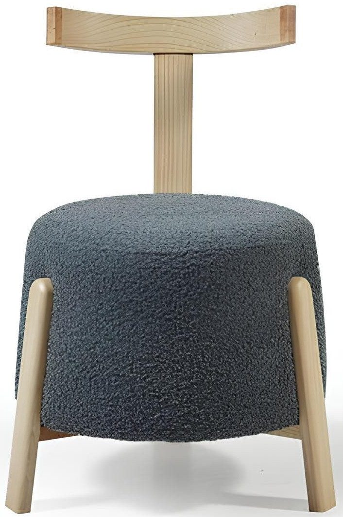 Xlmoebel Polsterstuhl Grauer Rundpolsterstuhl mit hochwertigem Textilbezug, Hergestellt in Europa