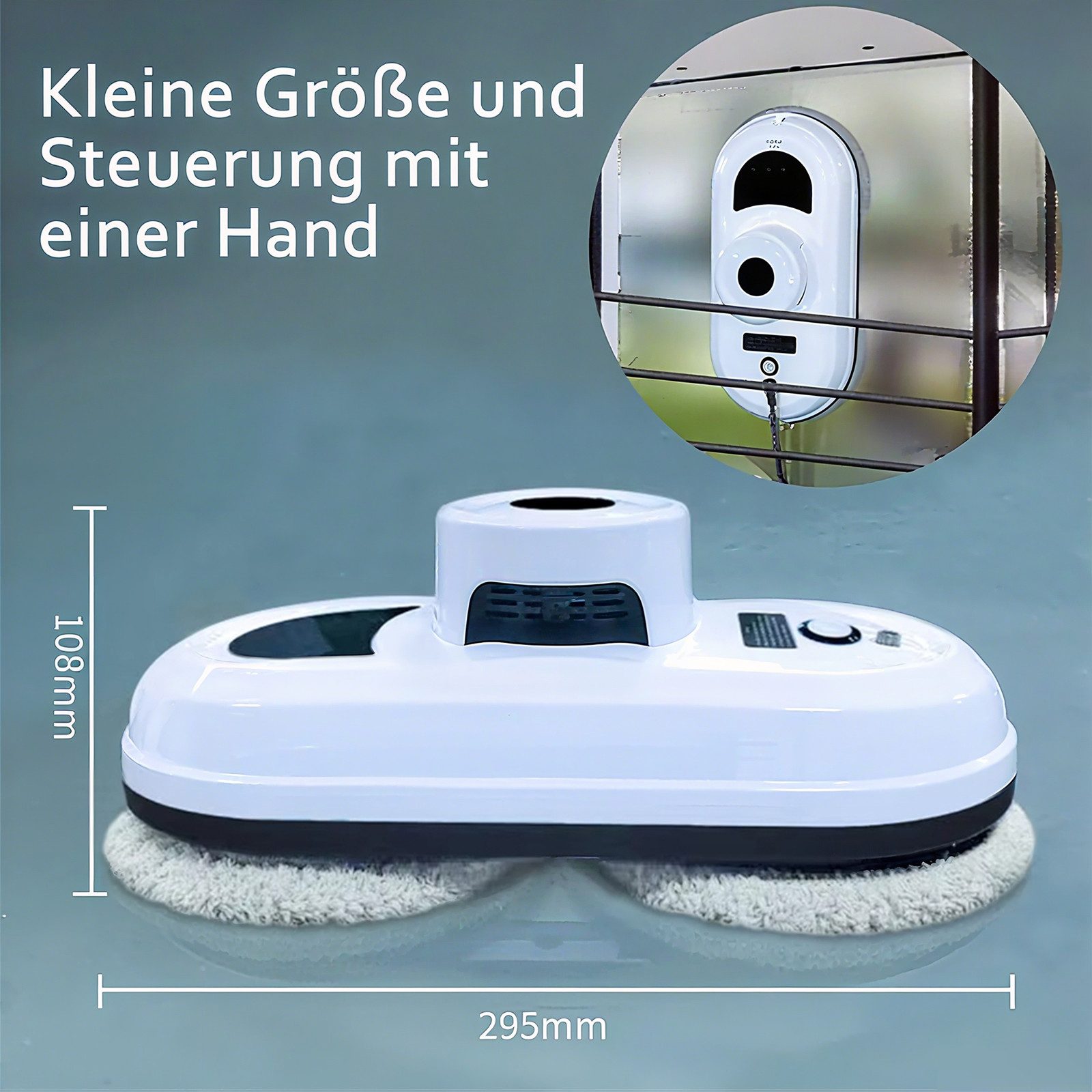 MOPUEA Fensterputzroboter Intelligenter Fensterputzer Fenstersauger mit Fernbedienung, USV-Stromausfallschut Fensterreiniger Roboter Starker Saugkraft 2800Pa