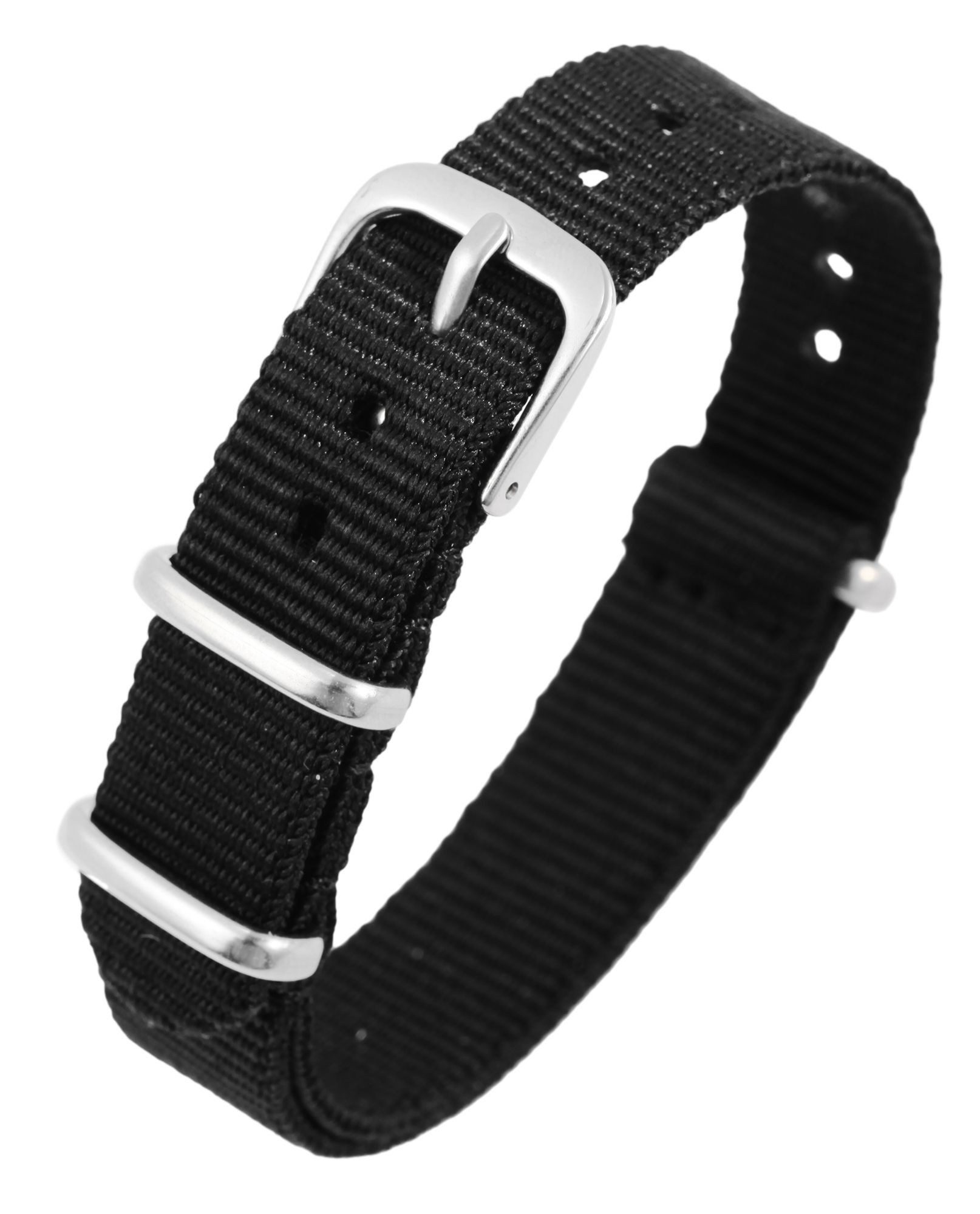 STEINMEISTER Uhrenarmband ET0522 Nylon, schwarz, Dornschließe, 14 mm - 22 mm