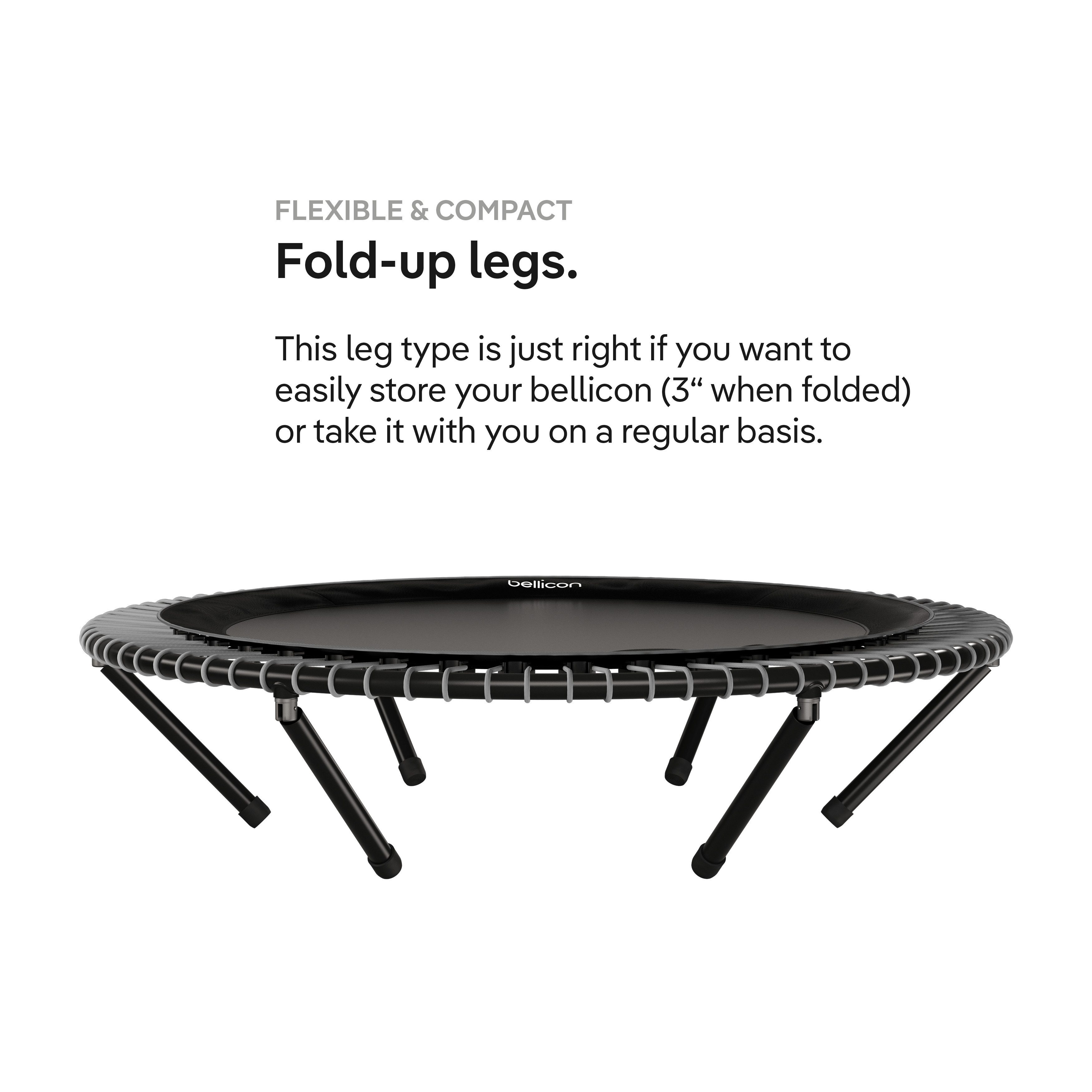 bellicon Fitnesstrampolin 112cm (Schwarz) mit Seilring-Federung bis 200kg (Ultra Stark)