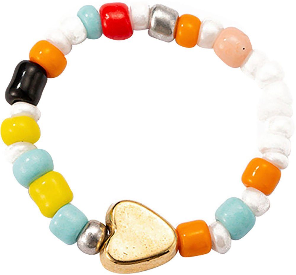 Firetti Ring-Set Multipack Schmuck Geschenk Damenring Herz Zugband Edelstein Farbstein (Set, 3-tlg), Made in Germany - mit Kunstharzperle