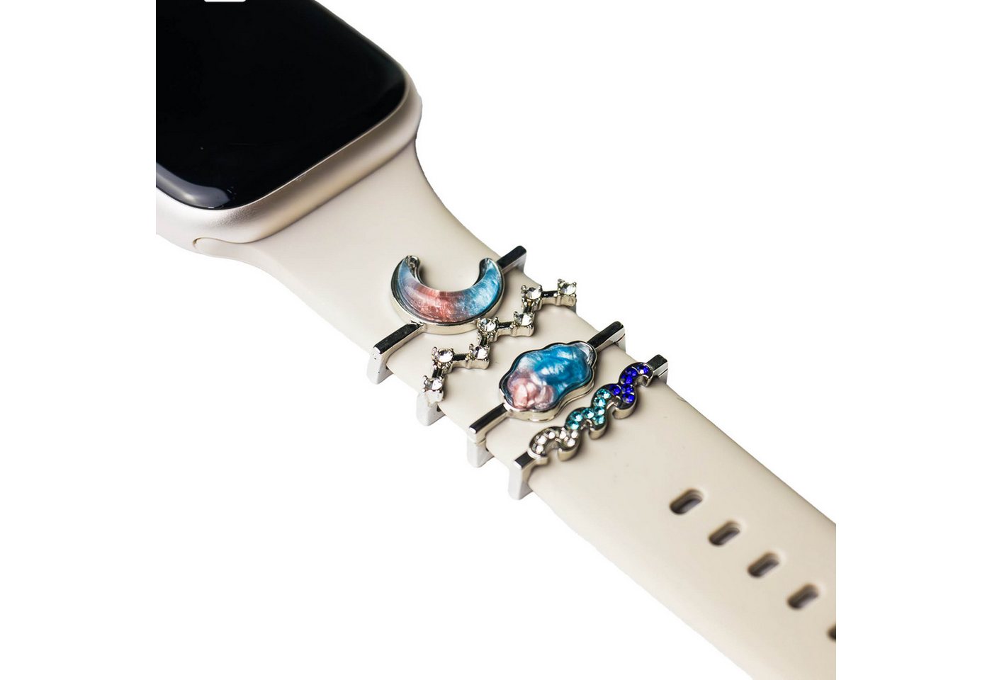 ARTVALL Smartwatch-Armband Apple Watch Charms Set 38/40/41mm & 42/44/45/49mm, Fashion Charms für Smartwatch Mond Wolke Welle Bunt Silber