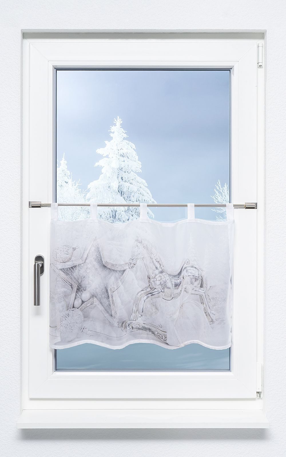 LYSEL® Scheibengardine Weihnachtsfiguren (1 St), transparent, HxB 45x120cm