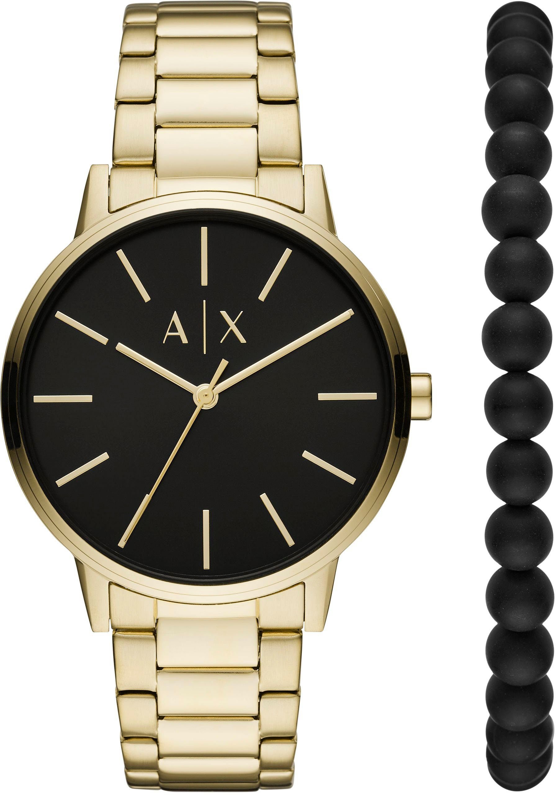 ARMANI EXCHANGE Quarzuhr AX7119, (Set, 2-tlg., inklusive Schmuckarmband), Armbanduhr, Herrenuhr, ideal auch als Geschenk, analog