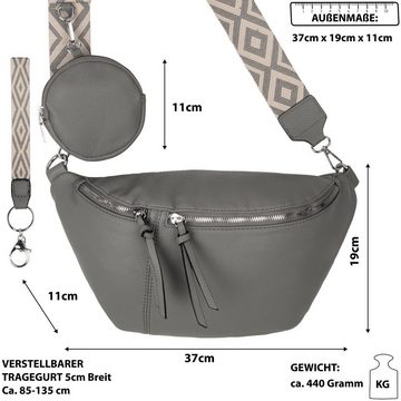 EAAKIE Gürteltasche Bauchtasche Umhängetasche Crossbody-Bag Hüfttasche Kunstleder Italy-D, als Schultertasche, CrossOver, Umhängetasche tragbar