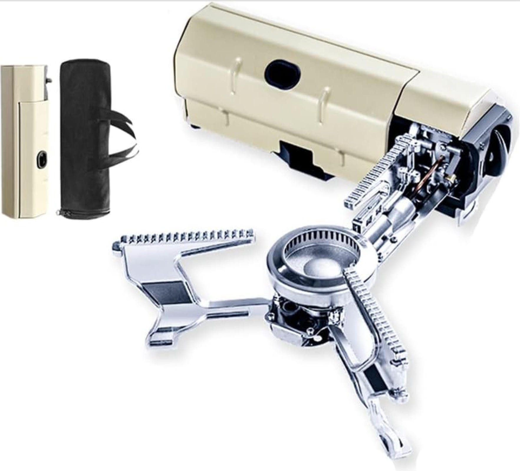 AURIVION Taschenkocher Gaskocher Outdoor Gaskocher,tragbar Kassette Kocher Campingkocher, (Set, 4-St., mit Aufbewahrungskoffer), Magnetisches Saugventil,Rutschfestes Design