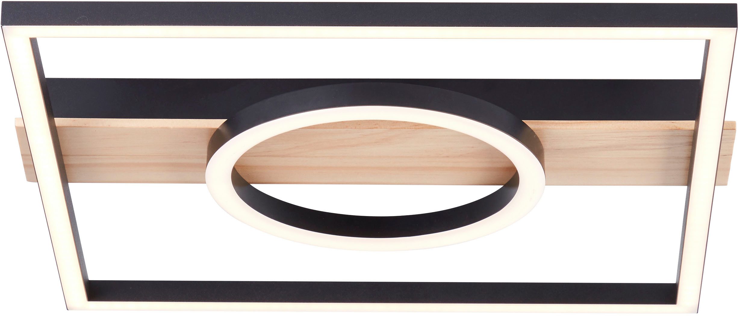 BreLight LED Deckenleuchte Maureen, LED fest integriert, Warmweiß, mit Holzakzent, 40 x 42 cm, 2700 lm, 3000 K warmweiß, Holz/Metall