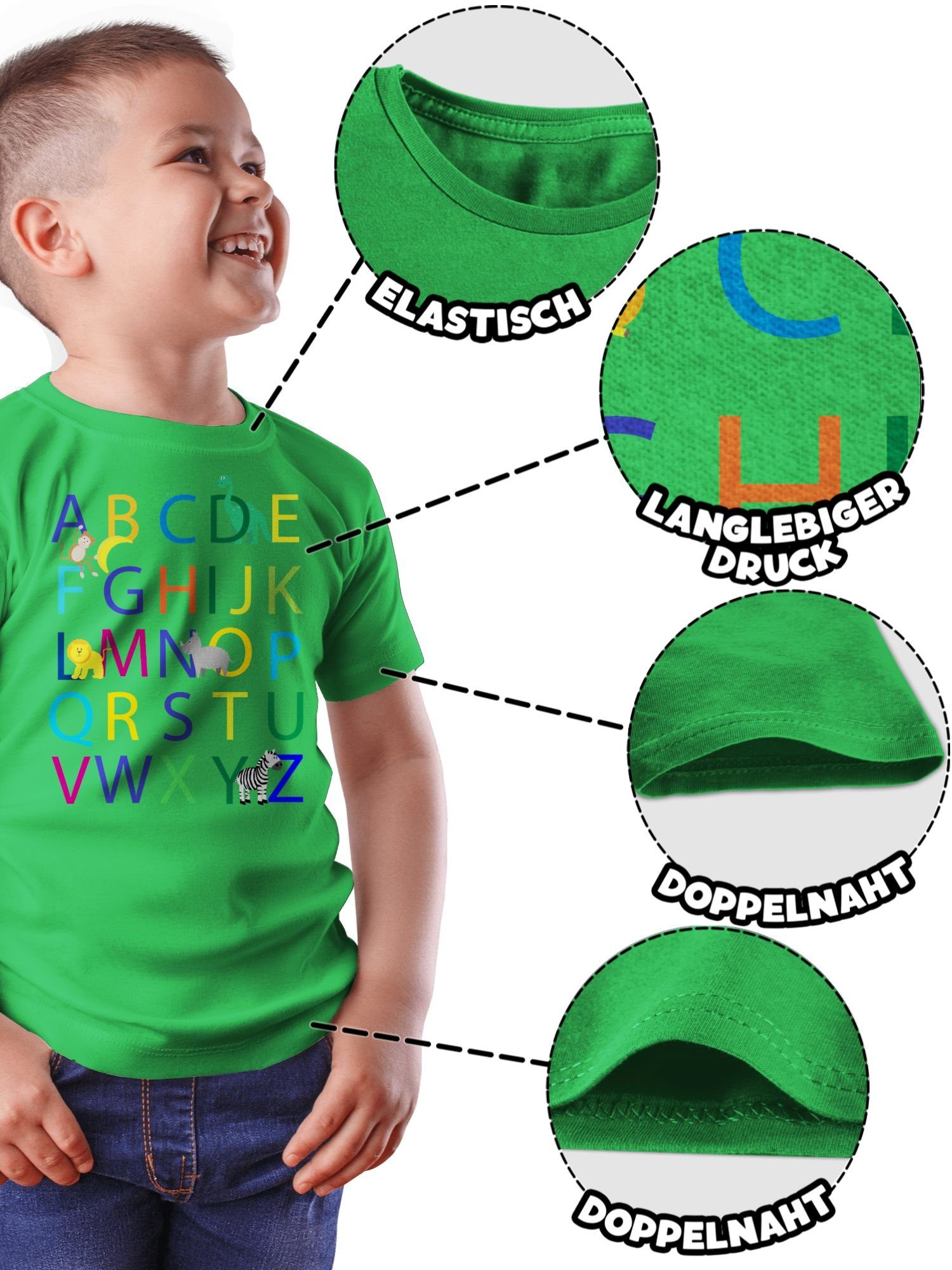 Einschulung Junge Grün Geschenke ABC Einschulung Schulanfang Shirtracer T-Shirt 2