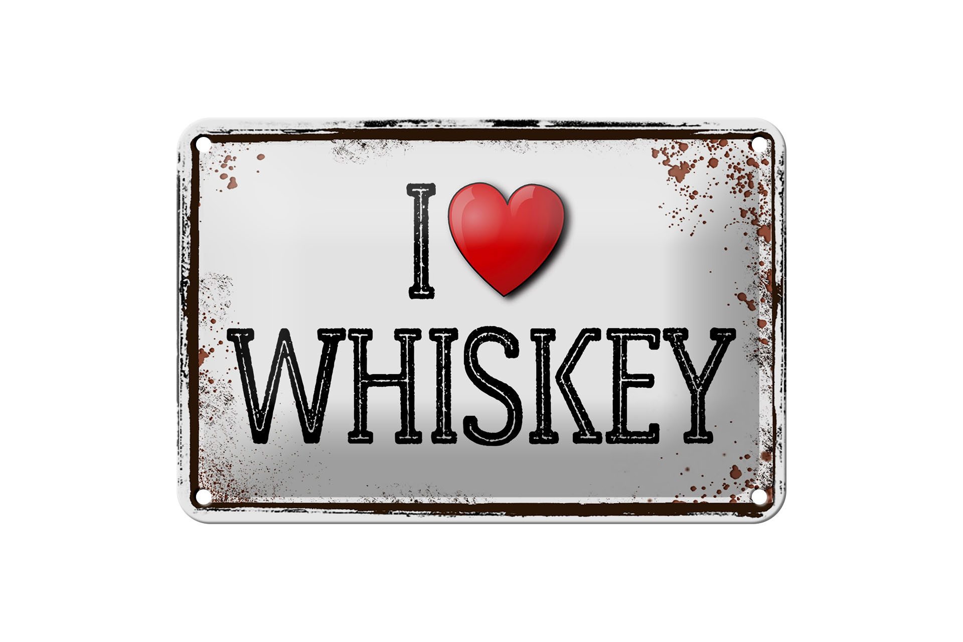 Metallschild Alkohol 18x12cm i love Whiskey Wanddeko
