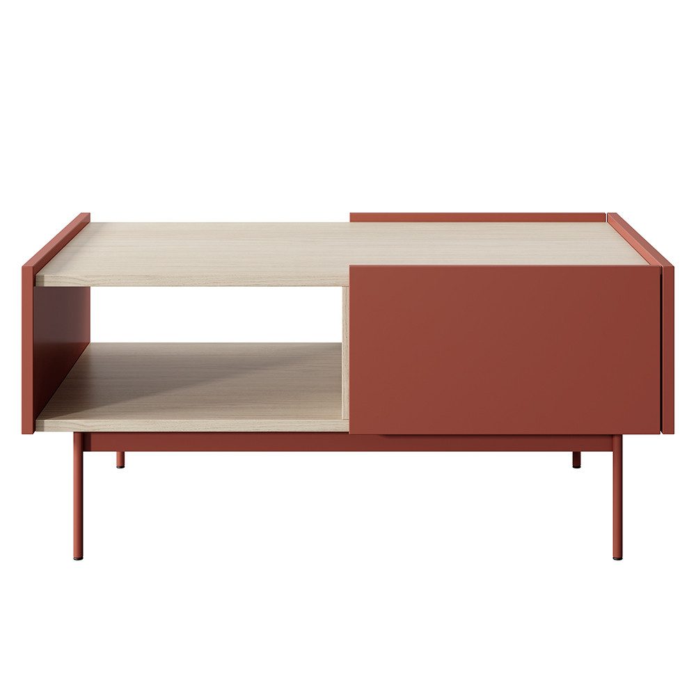 Lomadox Couchtisch CHEYENNE-160, 97 cm Breit in matt Rot, 2 Softclose-Schubladen
