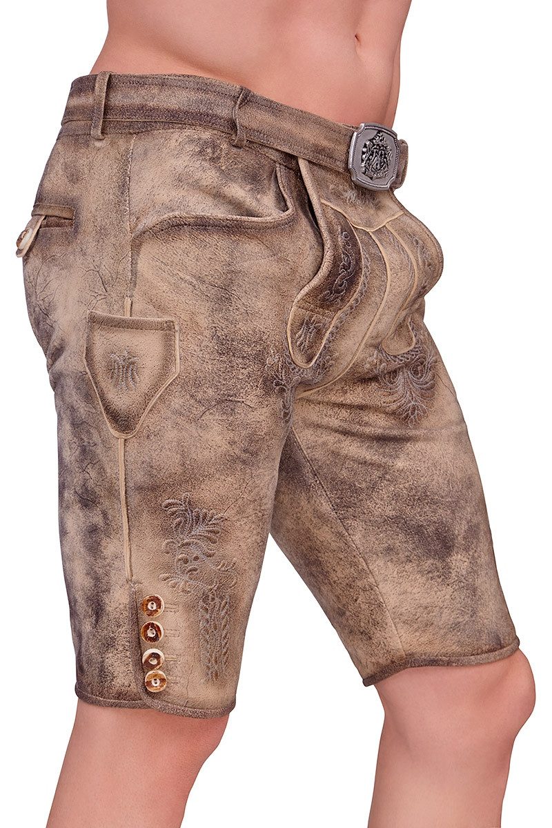 Hammerschmid Trachtenlederhose Lederhose Herren kurz - WAGING - hellbraun