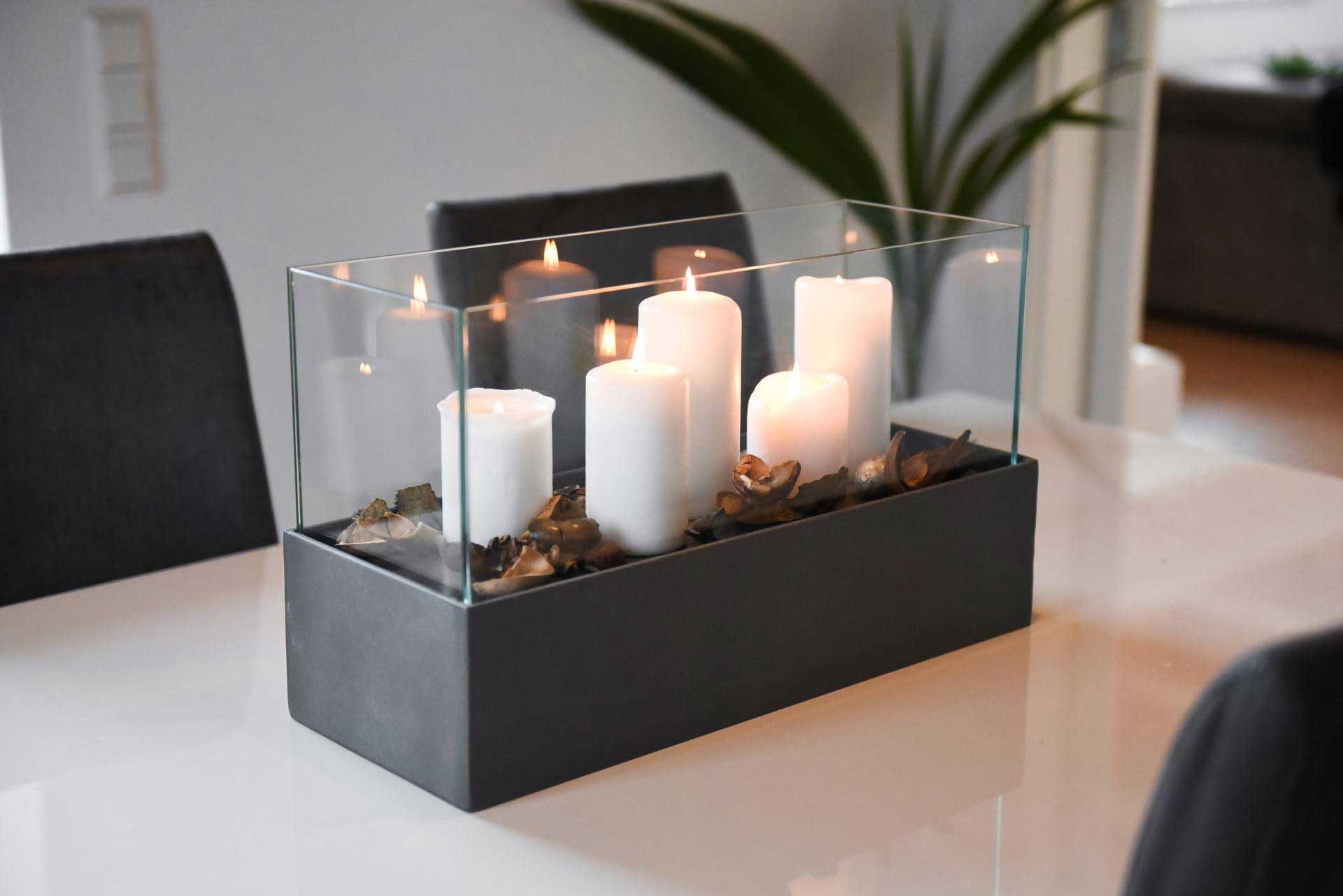 VIVANNO Windlicht Fiberglas CANDELITO Rechteckig - Anthrazit Matt (1 St), 50x20x29 cm – Bild 5 von 5