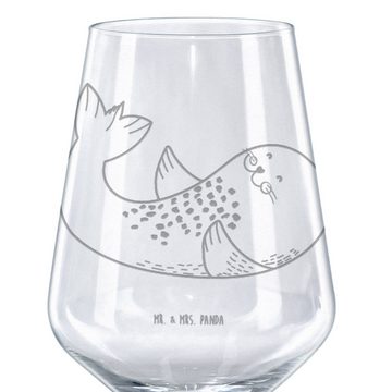 Mr. & Mrs. Panda Rotweinglas Robbe Liegen - Transparent - Geschenk, Lachen, Rotweinglas, Nordsee, Premium Glas, Unikat durch Gravur
