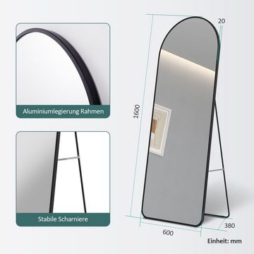 EMKE Standspiegel Bogen Standspiegel Ganzkörperspiegel mit Rahmen aus Aluminiumlegierung, für Wohn-,Schlaf-, Aufenthalt und Ankleidezimmer