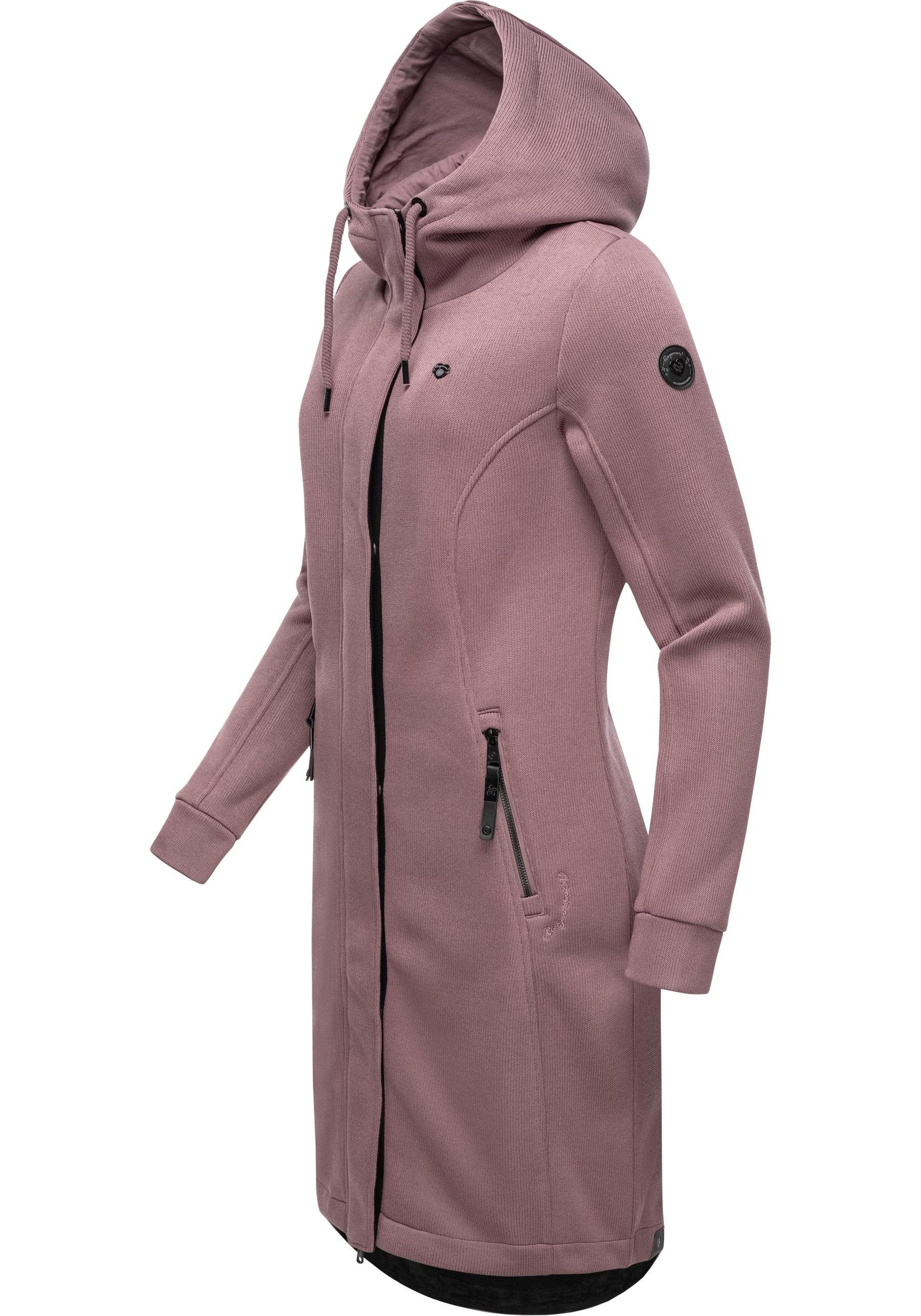 Ragwear Kurzmantel Letti Long Bonded Übergangsmantel aus Rippstrick mit Kapuze